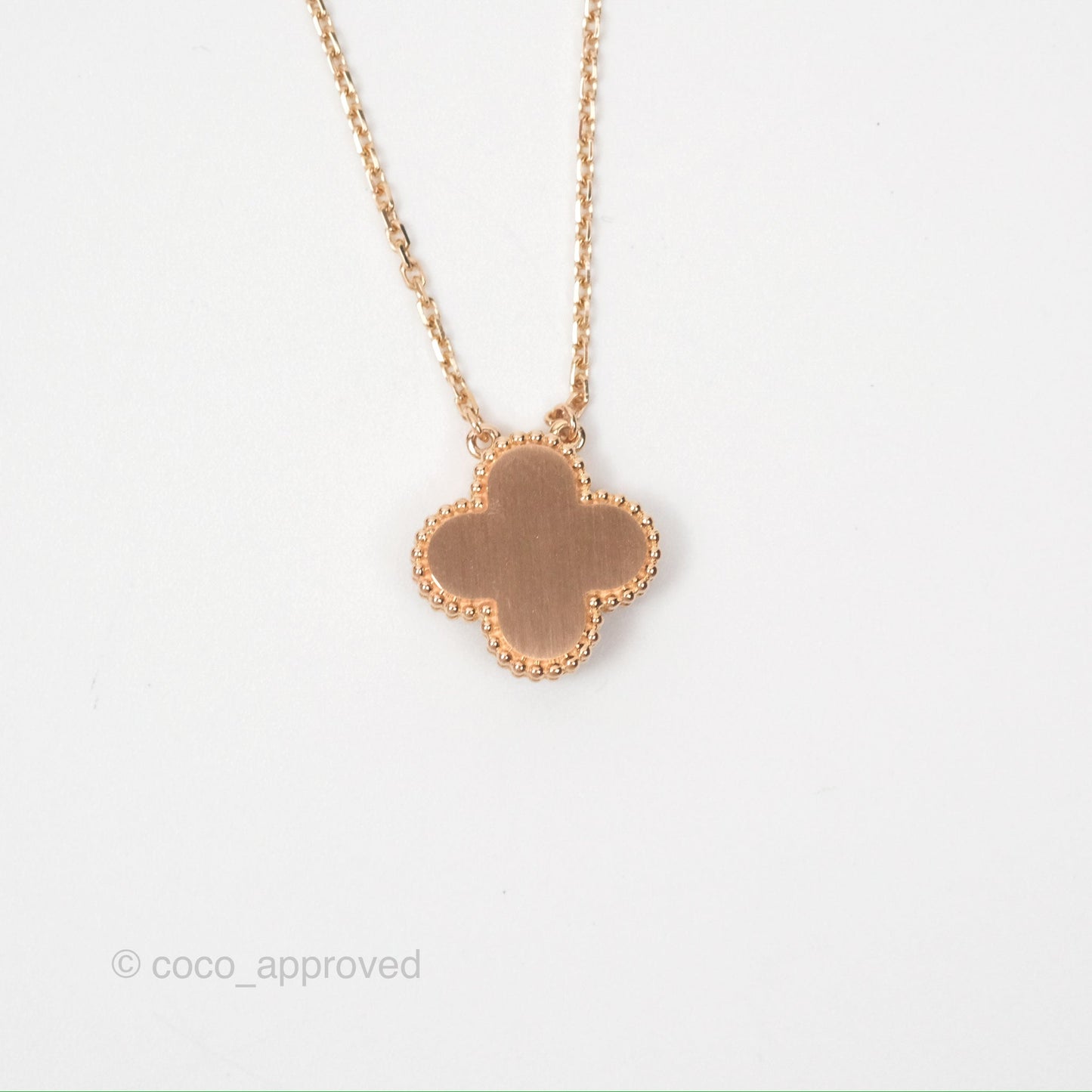 Van Cleef & Arpels Vintage Alhambra Pendant Onxy Diamond Rose Gold