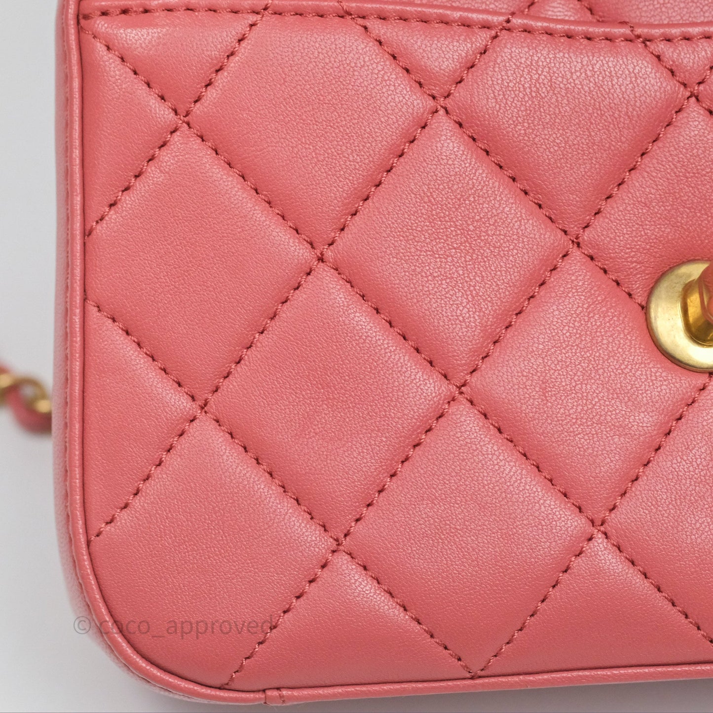 Chanel Quilted Small Chain Infinity Handle Bag Pink Lambskin Aged Gold Hardware