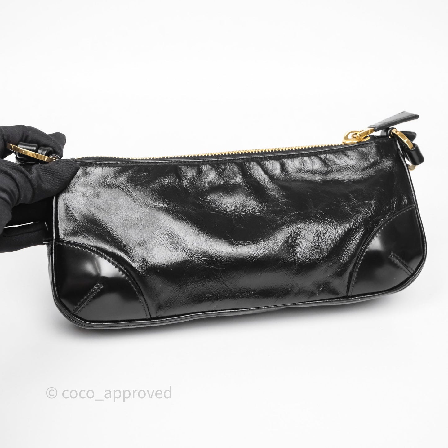 Prada Re-Edition 2002 Small Shoulder Bag Black Brushed Calf Leather