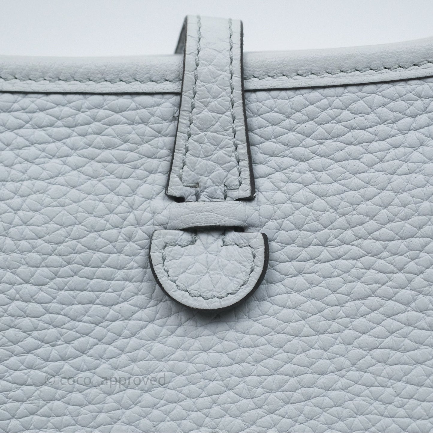 Hermès Mini Evelyne 16 Bleu Pale 08 Clemence Palladium Hardware