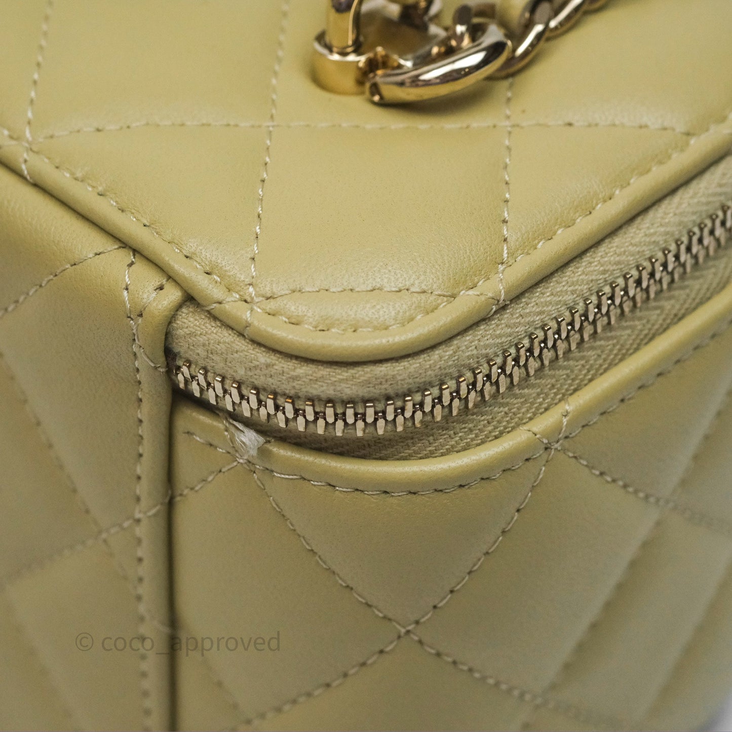 Chanel Top Handle Vanity with Chain Olive Green Lambskin Aged Gold Hardware