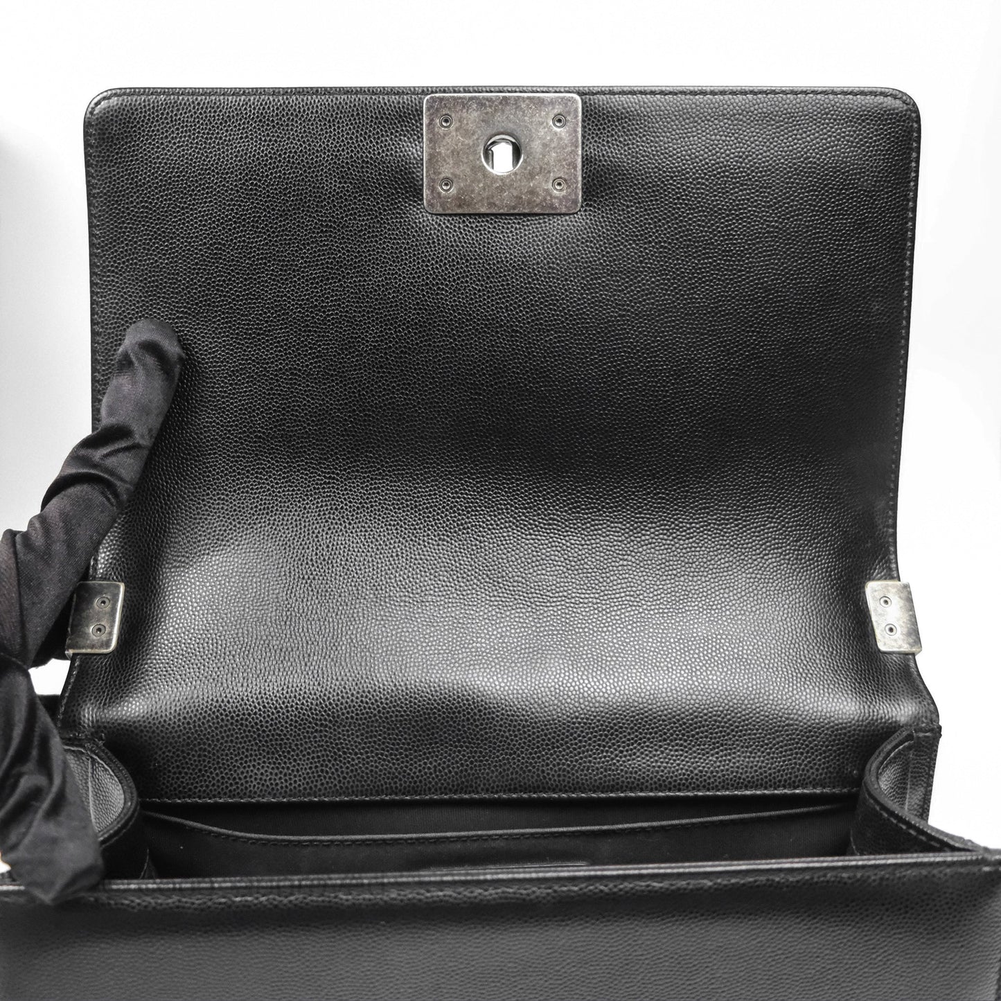 Chanel Medium Boy Quilted Black Caviar Ruthenium Hardware