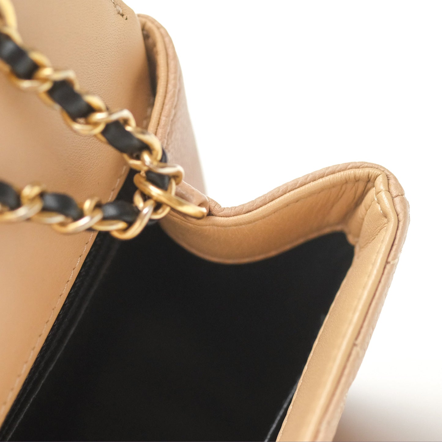 Chanel Quilted Small CC Filigree Flap Beige Black Caviar