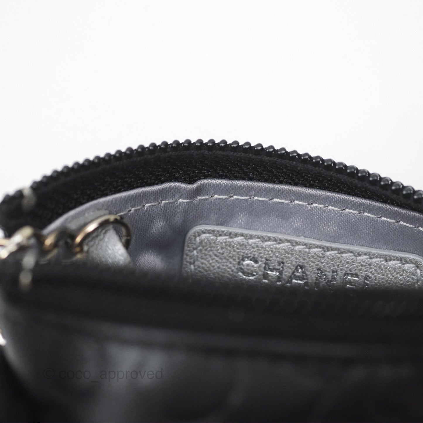 Chanel Key Holder Case Black Camellia Embossed Lambskin Silver Hardware