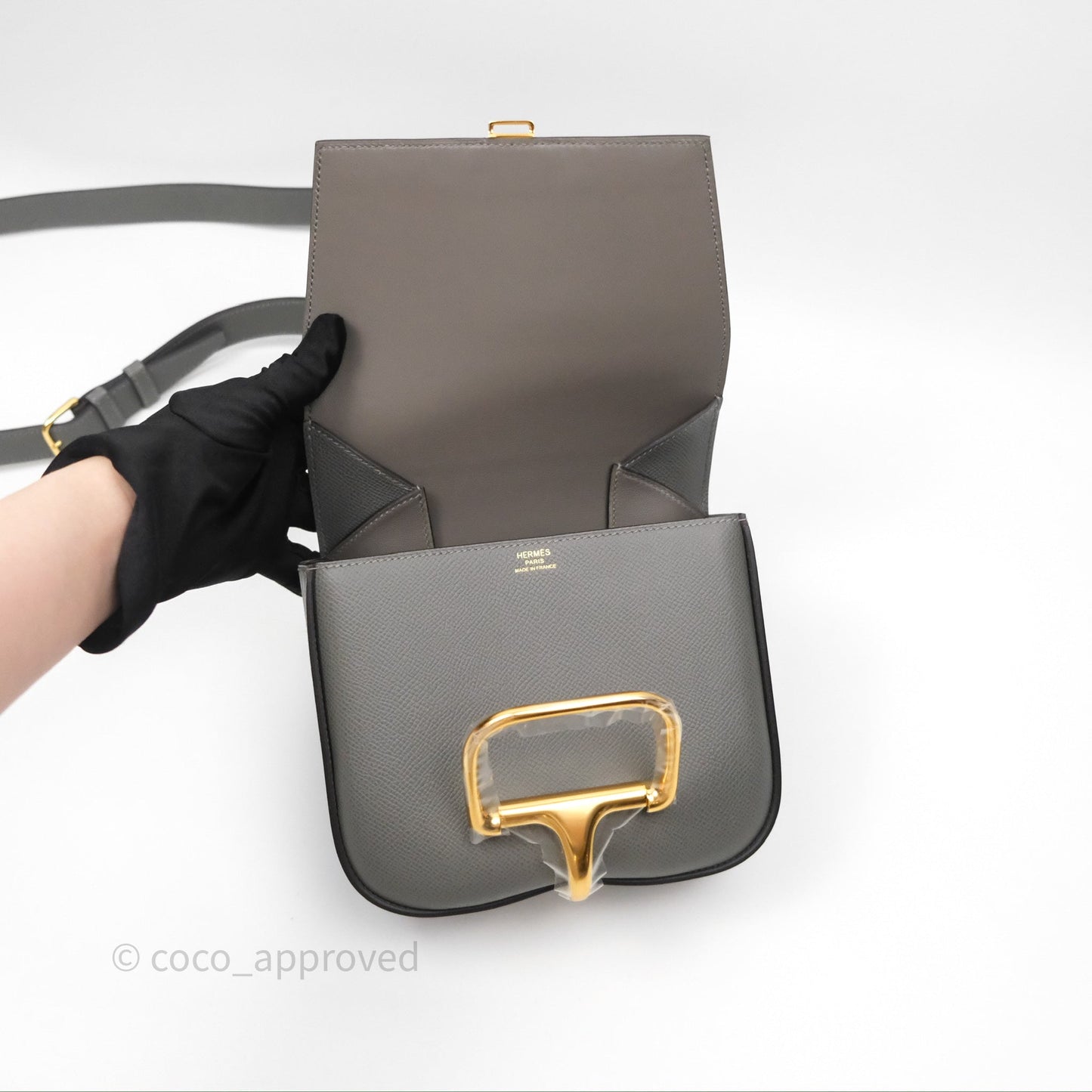 Hermès Della Cavalleria Mini Bag Gris Meyer 0L Epsom Gold Hardware