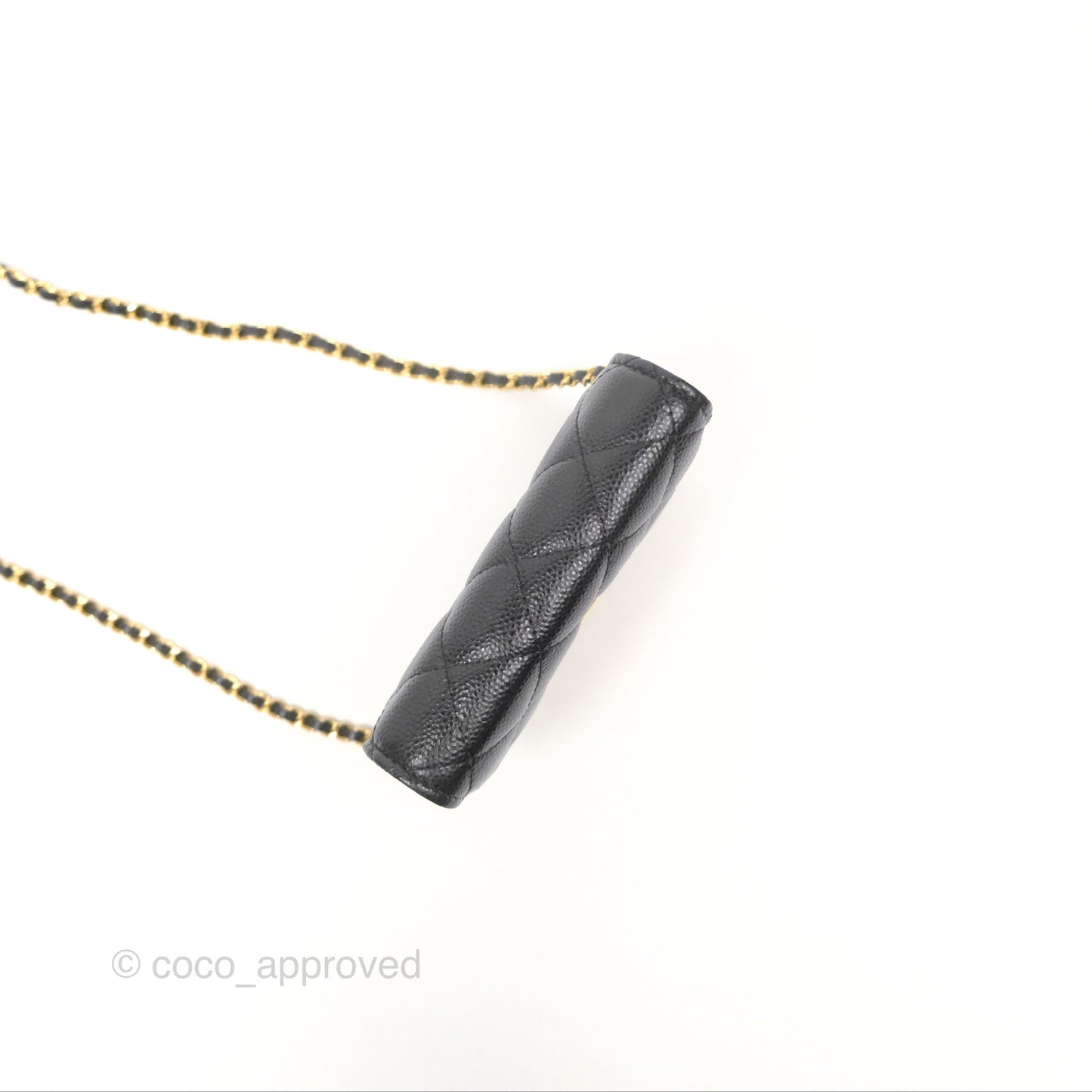 Chanel Miss Coco Clutch With Chain Quilted Black Caviar Gold Hardware