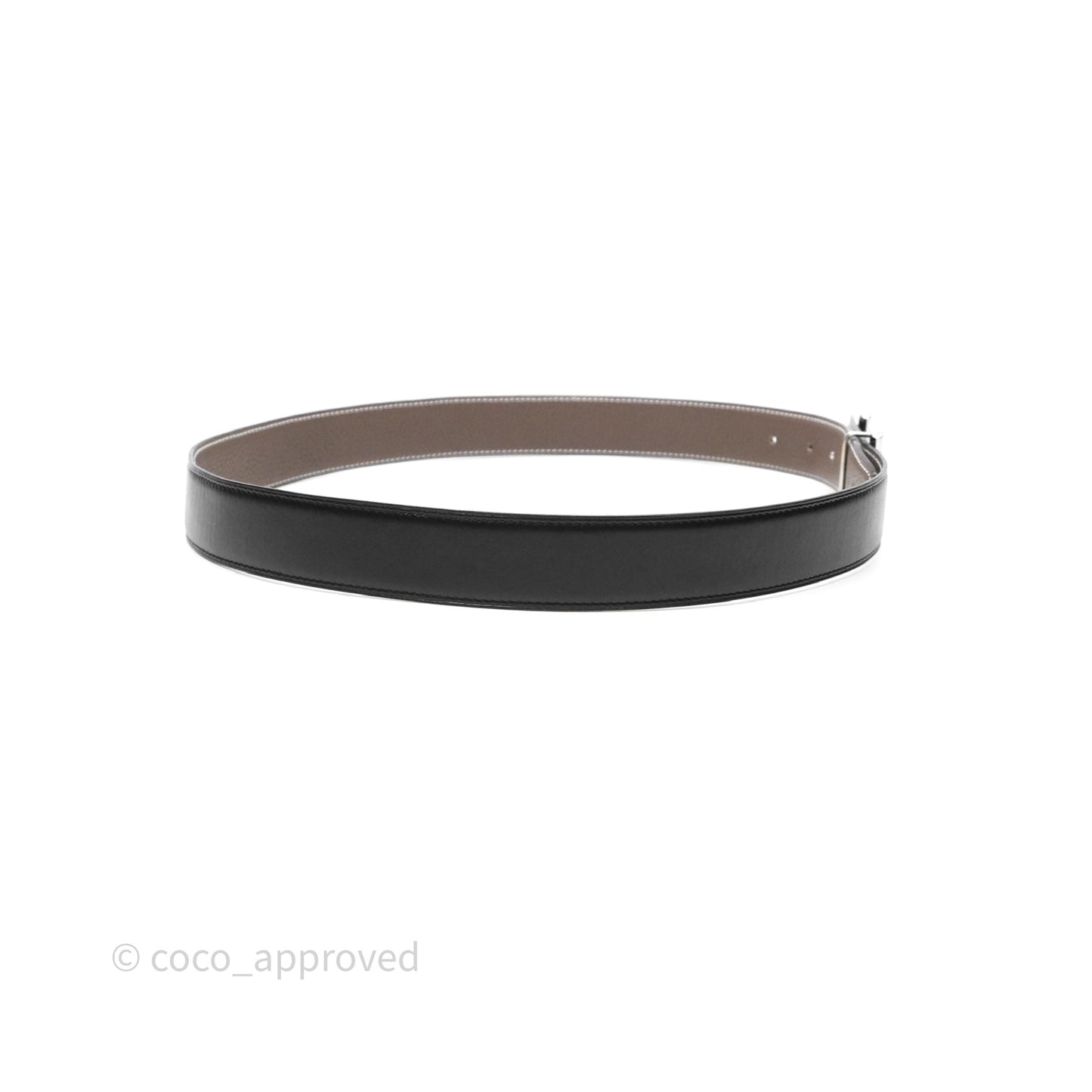 Hermès H Belt Buckle & Reversible Strap 32mm Etoupe/ Noir Palladium Hardware