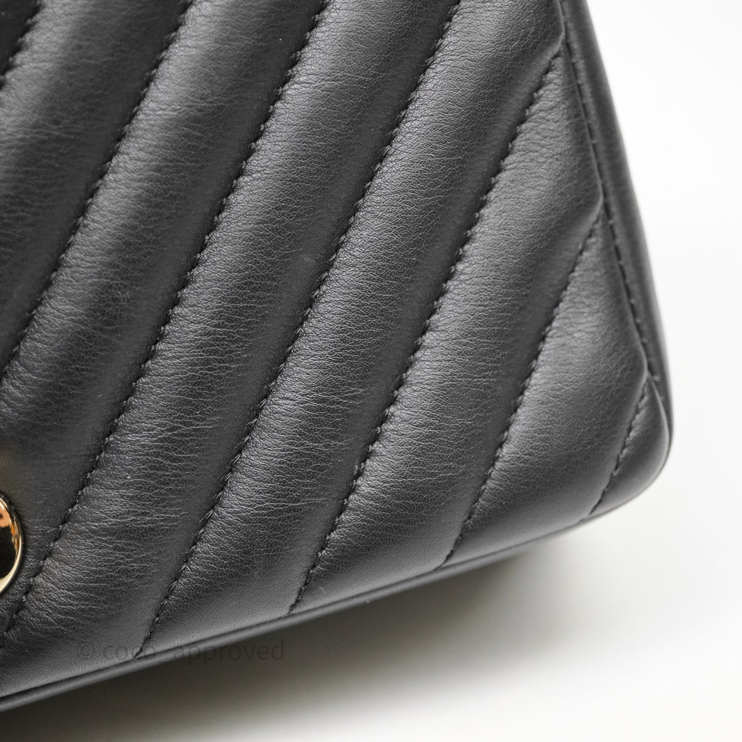 Chanel Black Lambskin Chevron Quilted Statement Flap Bag Light Gold Hardware