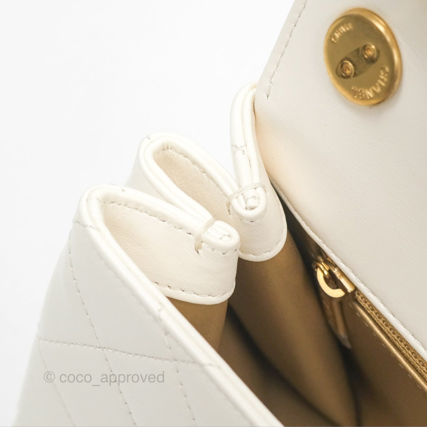 Chanel Mini Flap Bag with Enamel Charm Chain White Lambskin Gold Hardware