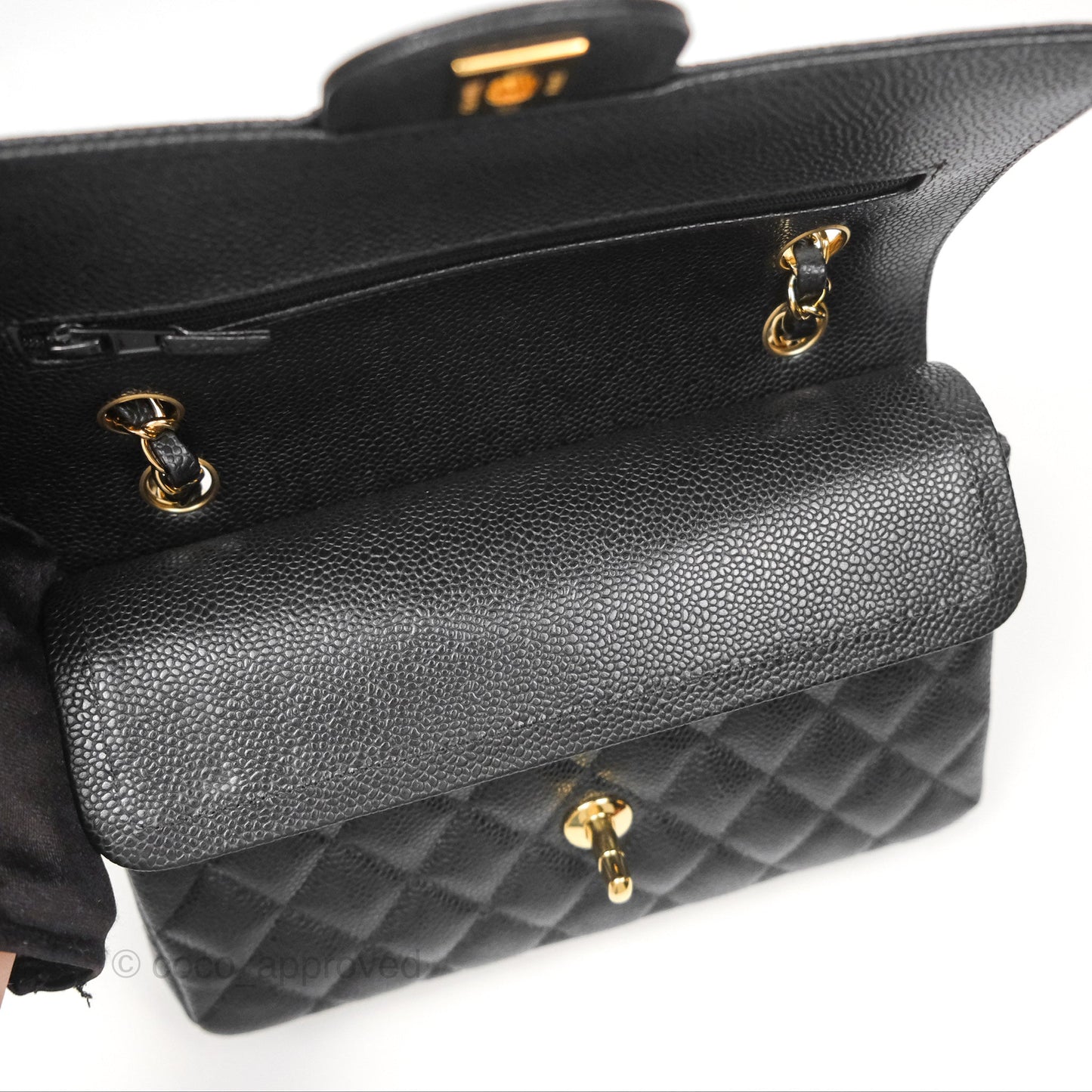 Chanel Small Classic Flap Quilted Black Caviar Gold Hardware