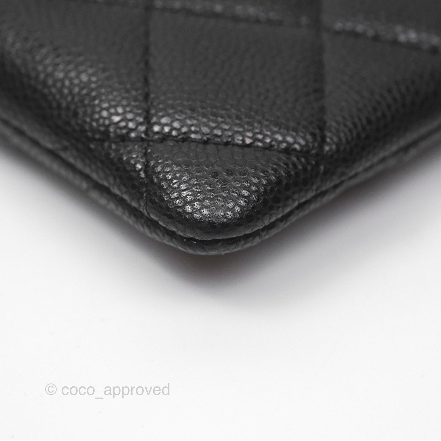 Chanel Quilted Classic Zip Card Holder Wallet Black Caviar Gold Hardware