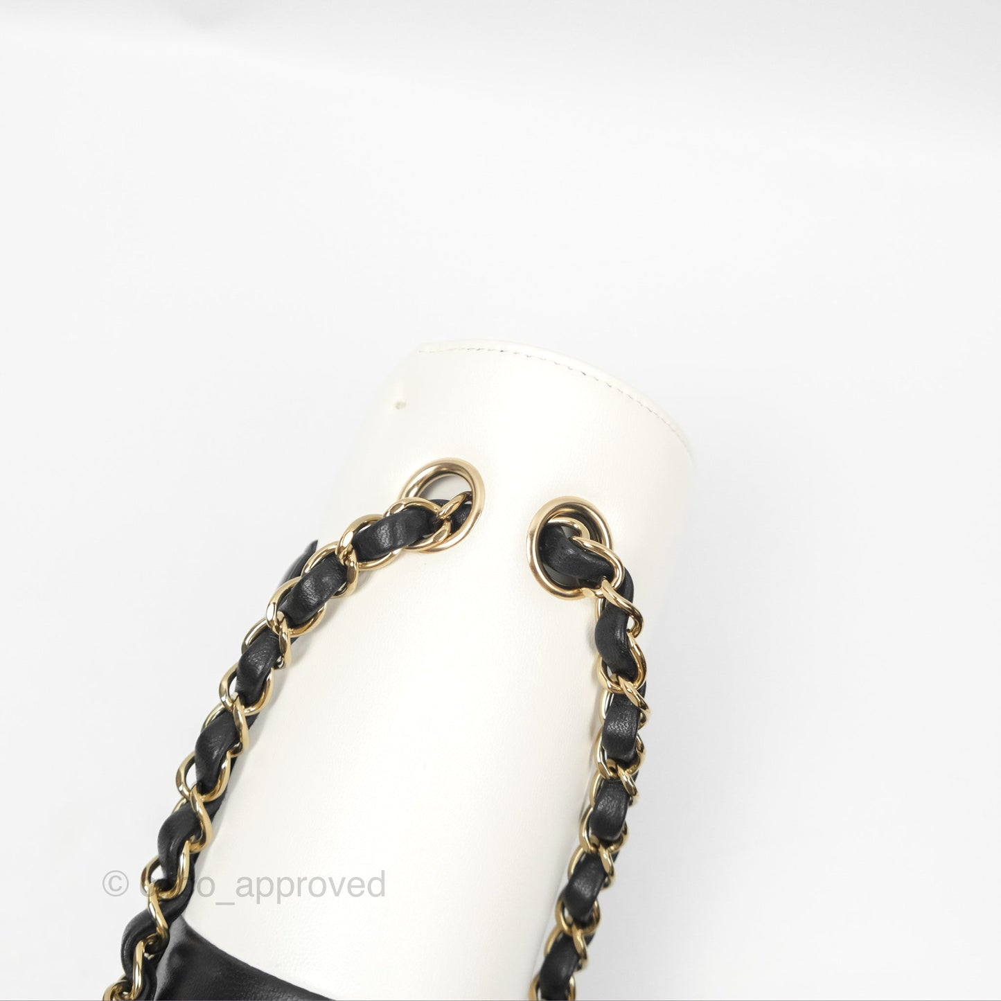 Chanel Medium Flap Black & White Lambskin Gold Hardware