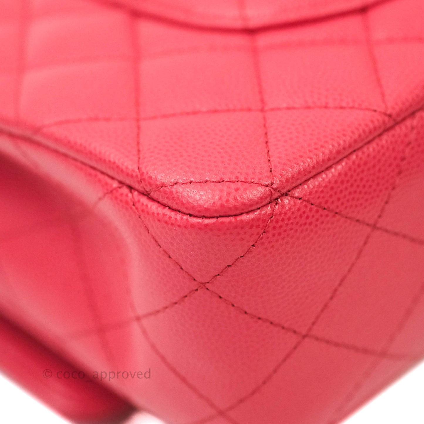 Chanel Classic M/L Medium Double Flap Dark Pink Caviar Gold Hardware