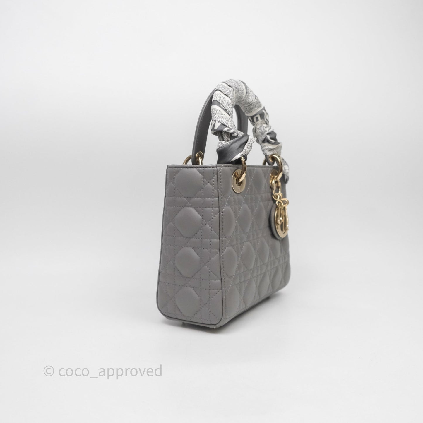 Christian Dior Small Lady Dior Grey Lambskin Gold Hardware