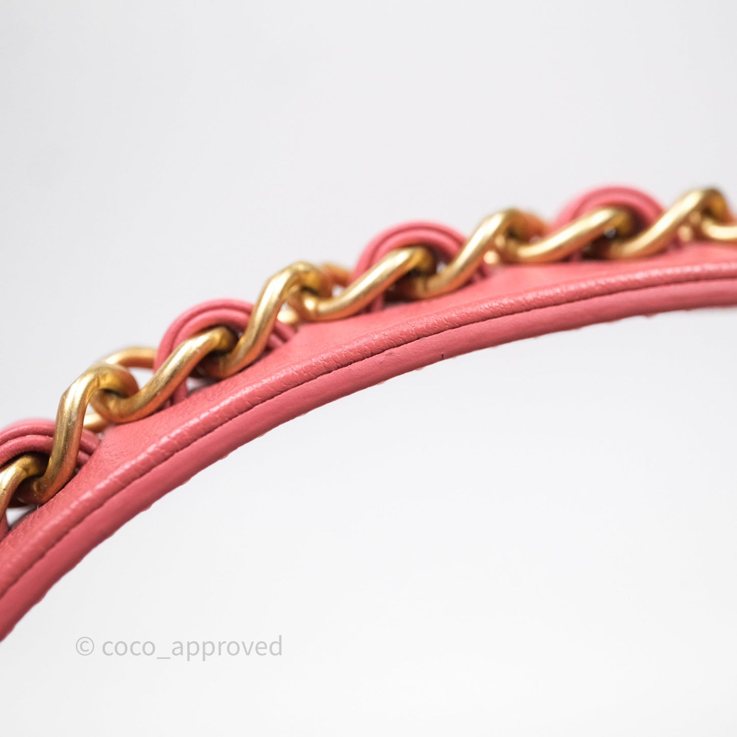 Chanel Quilted Chain Infinity Handle Bag Pink Lambskin Aged Gold Hardware