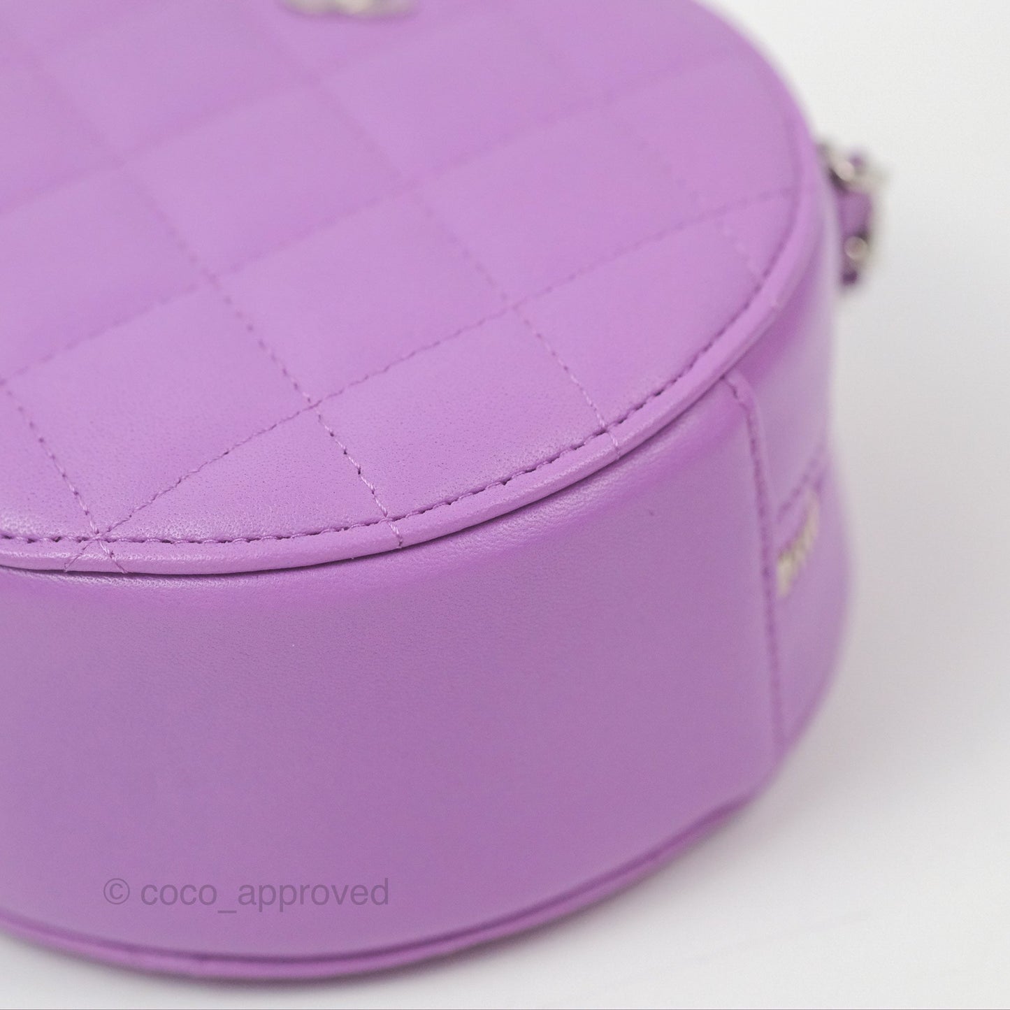 Chanel Round Circle Bag Purple Lambskin Silver Hardware