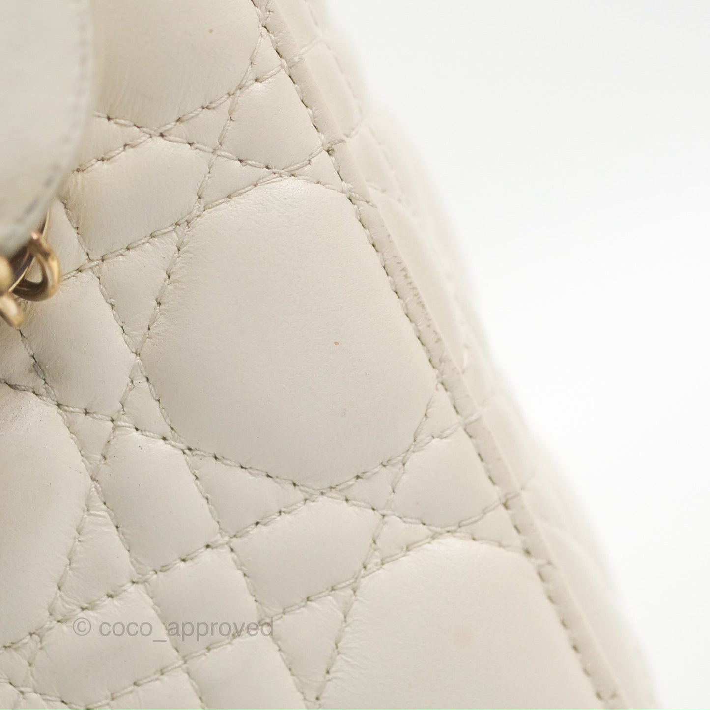 Christian Dior My ABCDior Lady Dior White Cannage Lambskin Gold Hardware