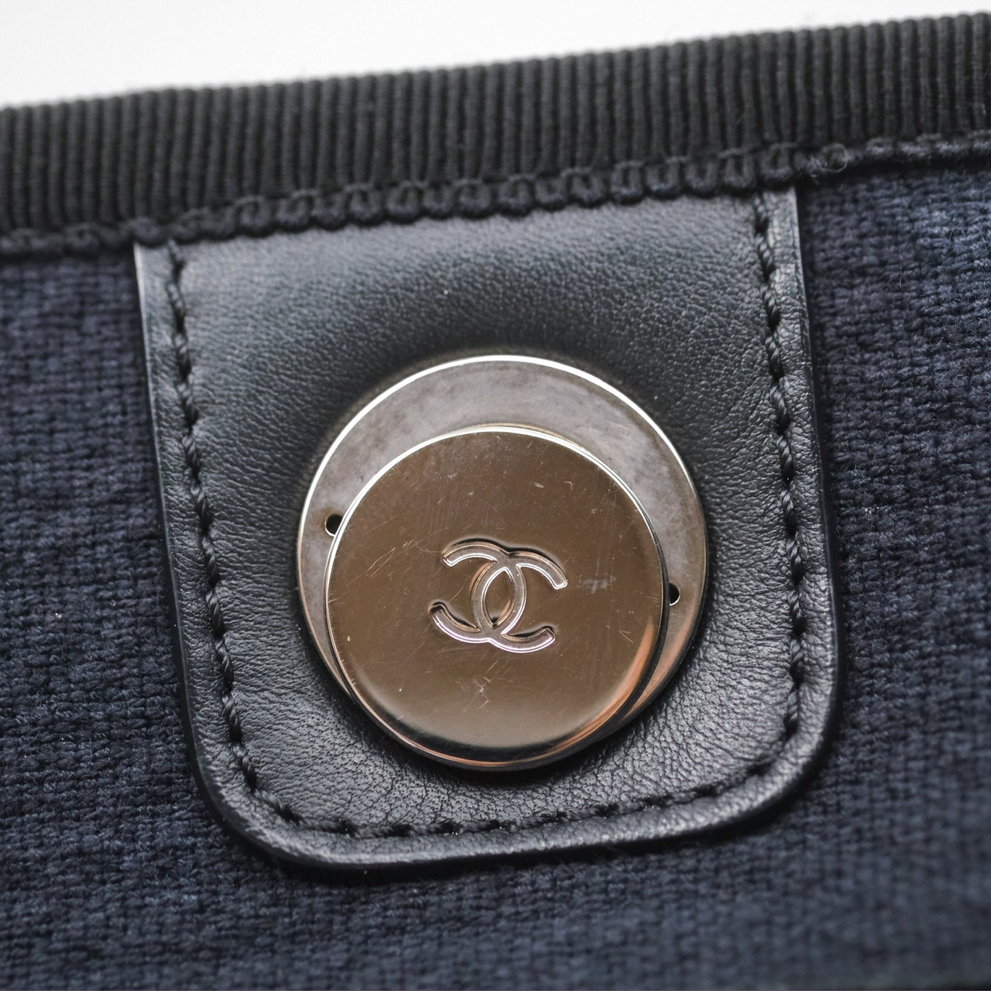 Chanel Medium Deauville Navy Canvas Silver Hardware