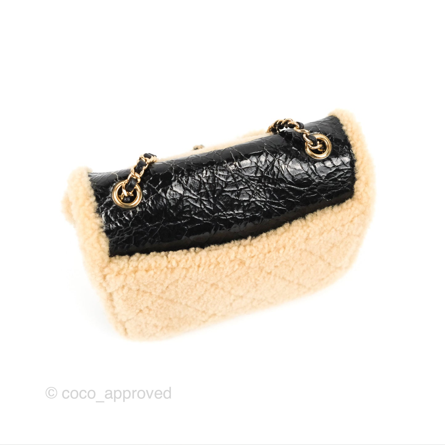 Chanel Mania CC Shearling Flap Bag Black Crumpled Glazed Sheepskin