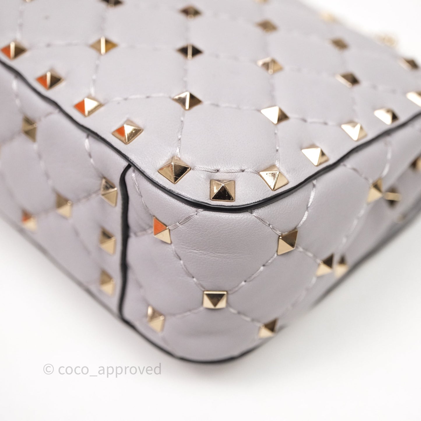 Valentino Small Nappa Rockstud Spike Bag Grey Gold Hardware