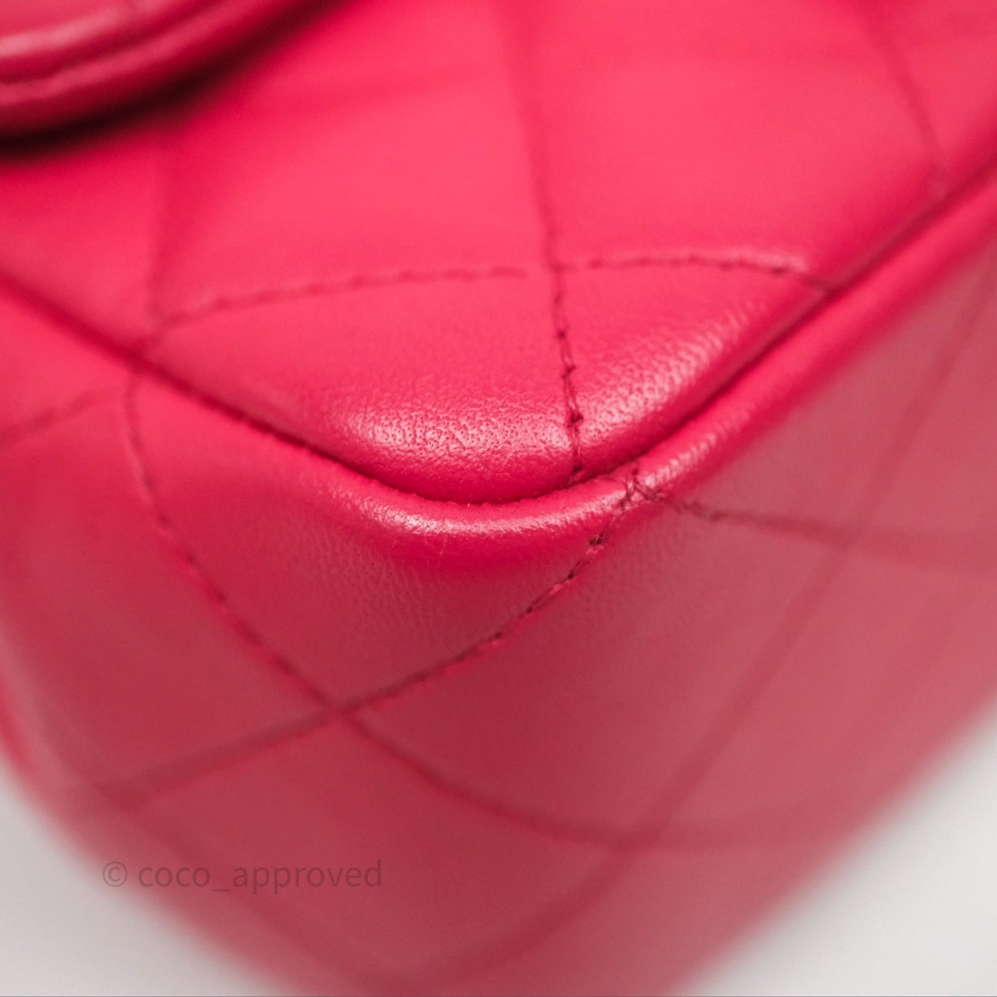 Chanel Mini Square Flap Quilted Dark Pink Lambskin Gold Hardware