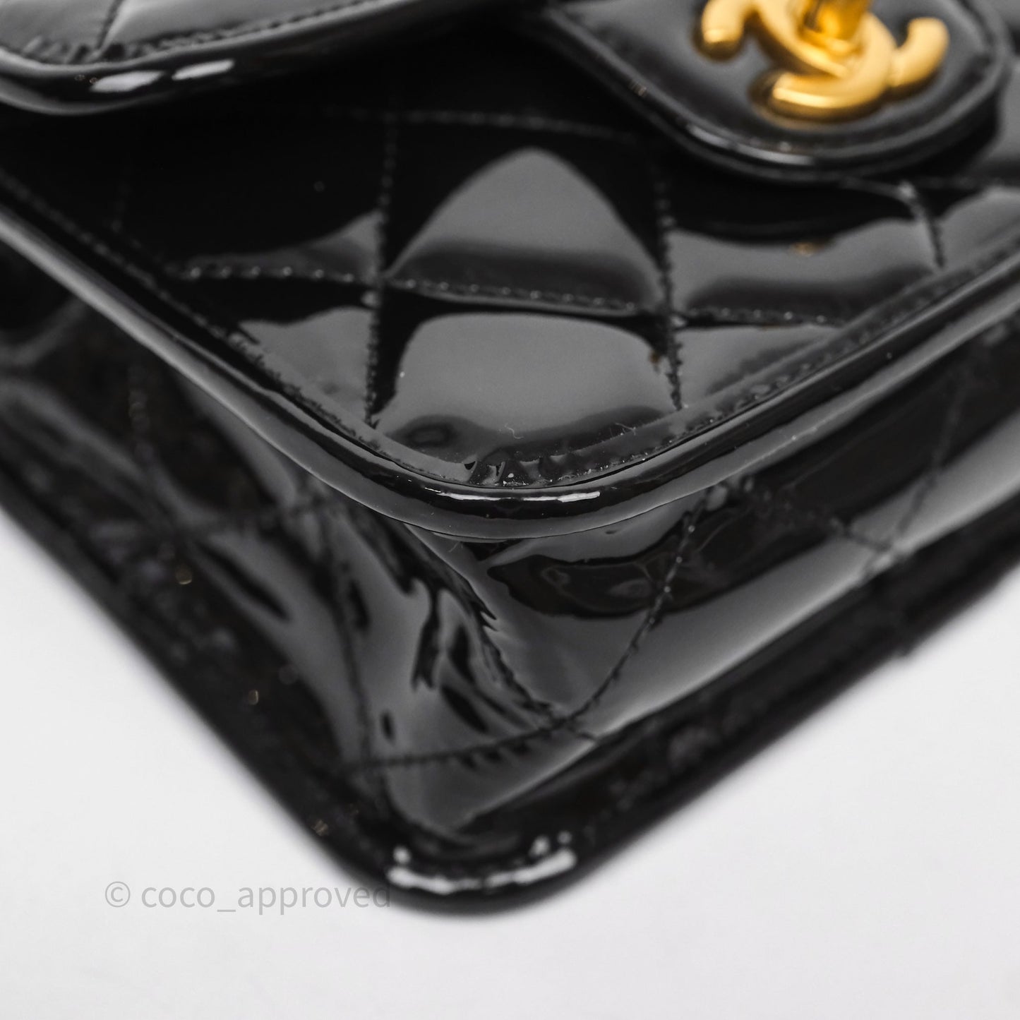 Chanel Mini School Memory Top Handle Flap Black Patent