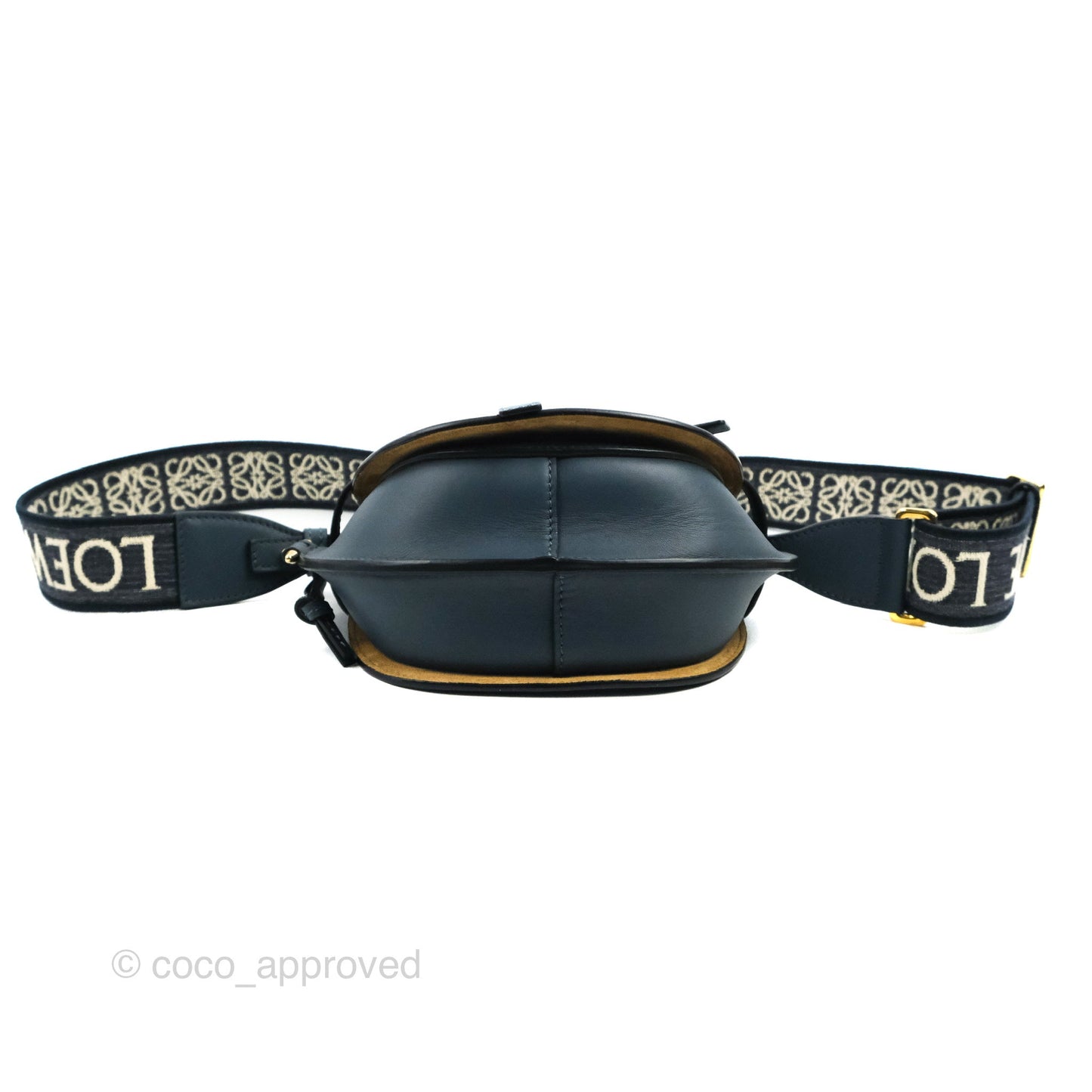Loewe Mini Gate Dual bag Onyx Blue Soft Calfskin Jacquard Strap