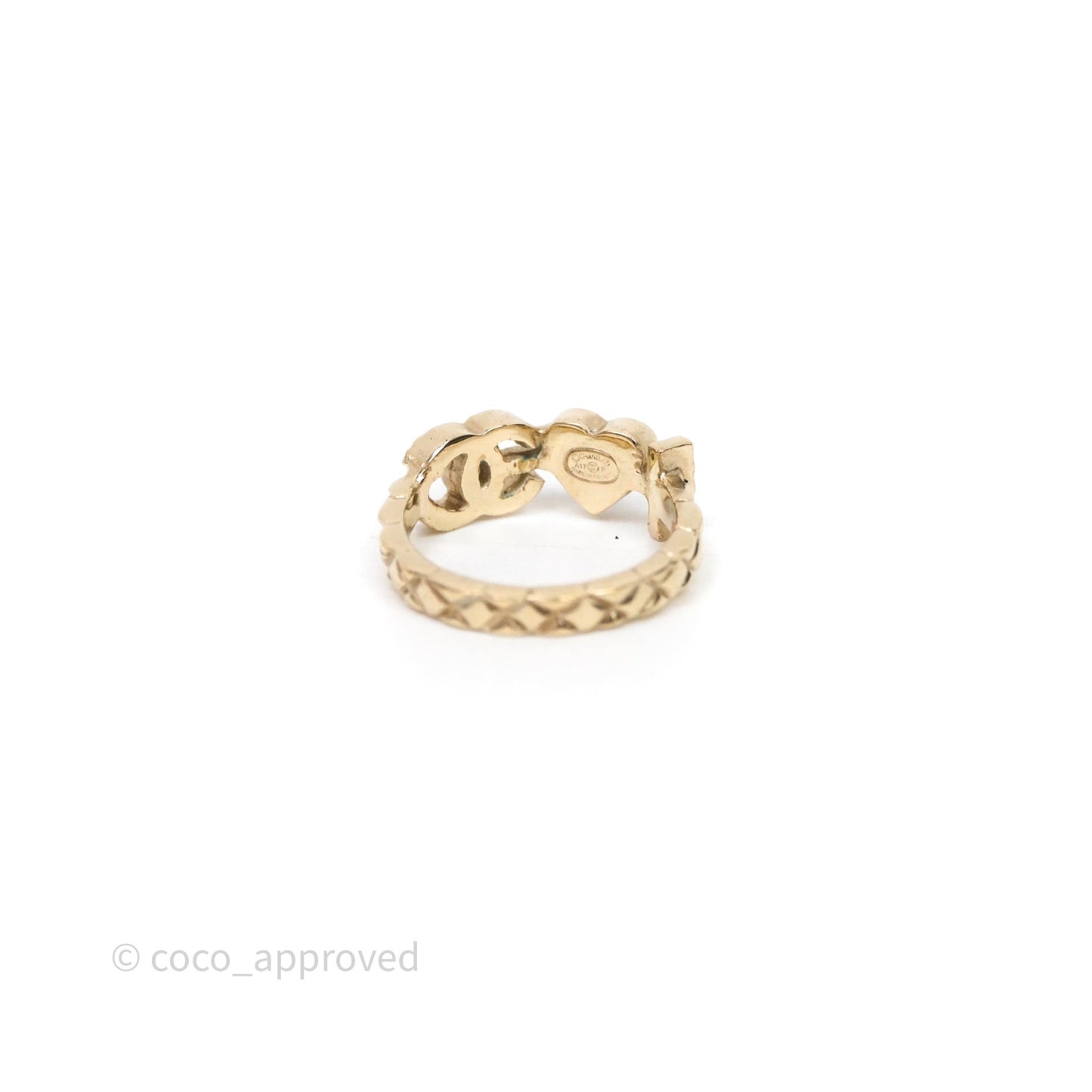 Chanel I Heart CC Logo Ring Gold Tone 17P