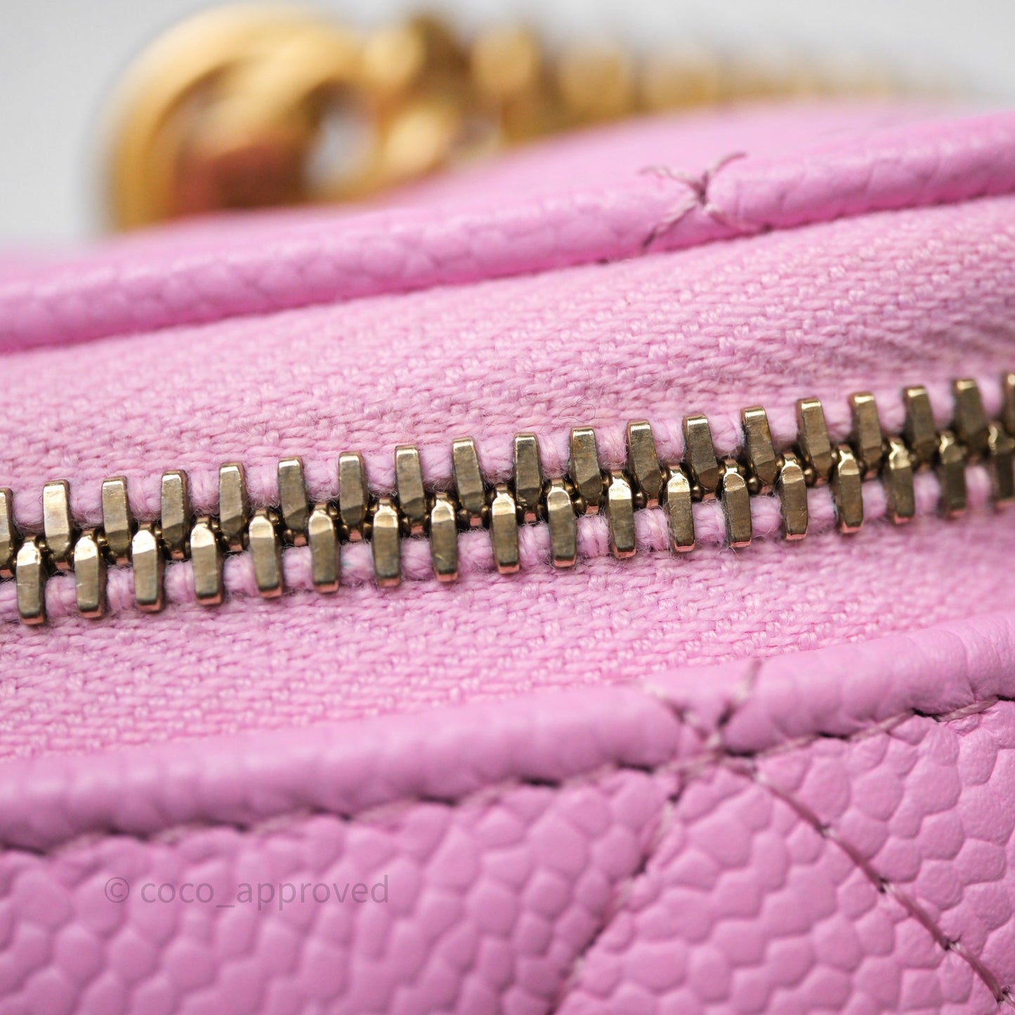 Chanel Vanity with Heart Adjustable Chain Pink Caviar Aged Gold Hardware