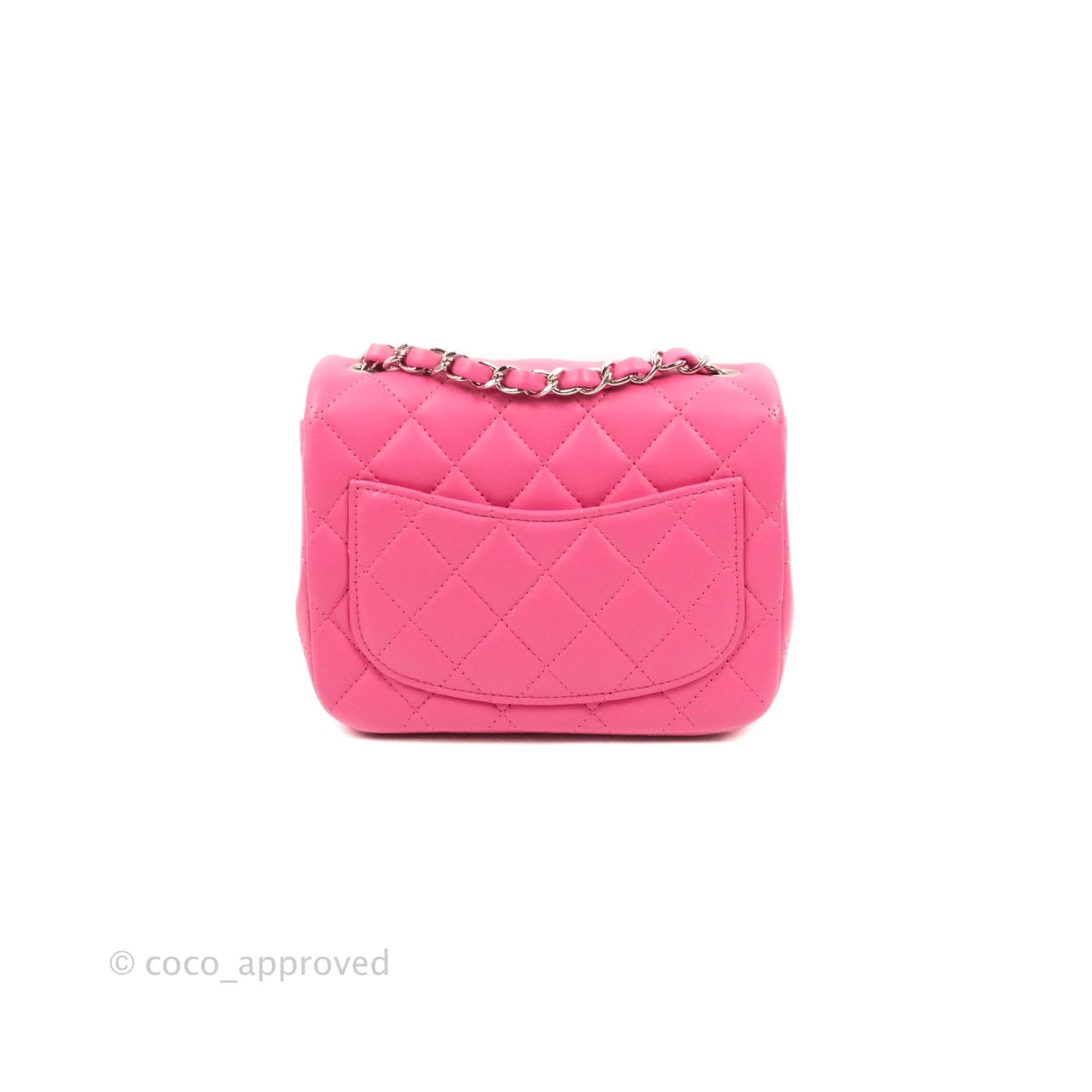 Chanel Classic Quilted Mini Square Flap Pink Lambskin Silver Hardware 19C