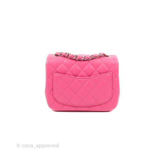 Chanel Classic Quilted Mini Square Flap Pink Lambskin Silver Hardware 19C