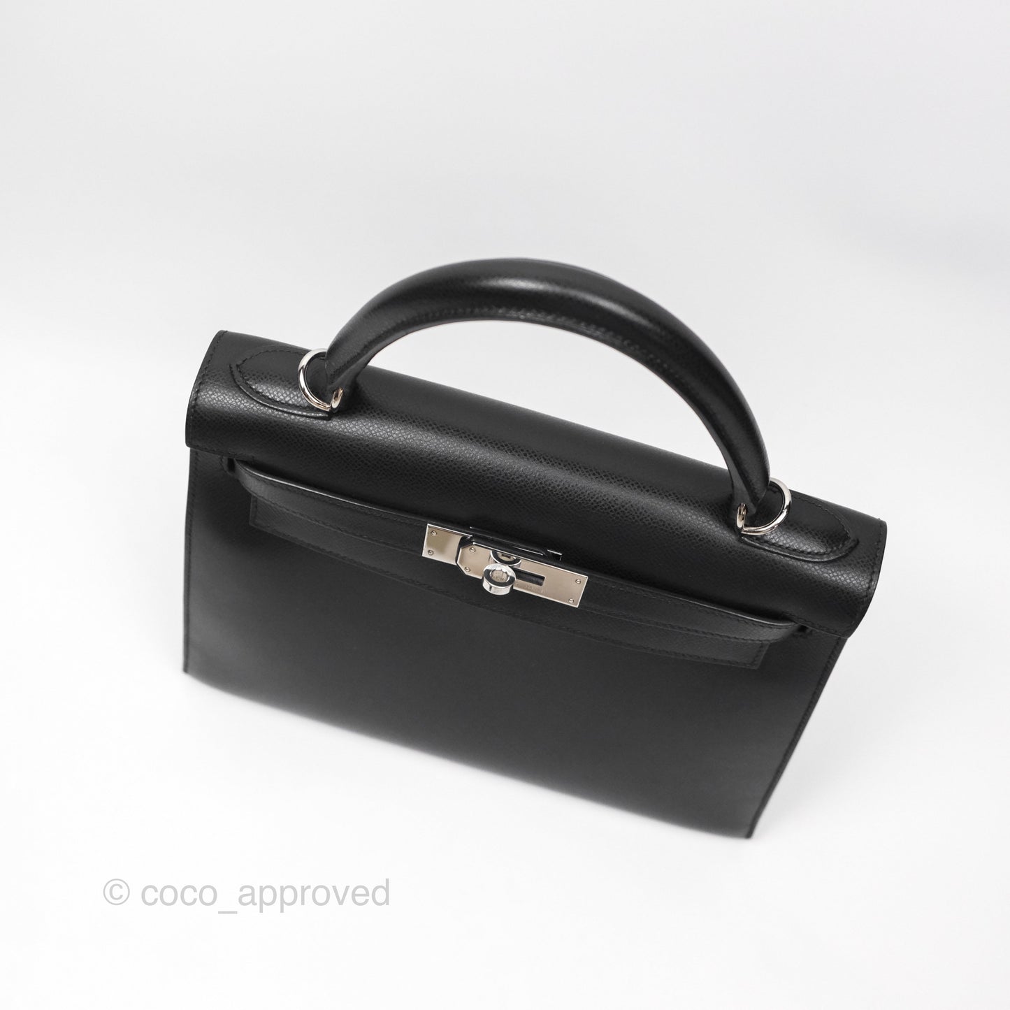 Hermès Vintage Kelly 28 Sellier Noir 89 Courchevel Palladium Hardware