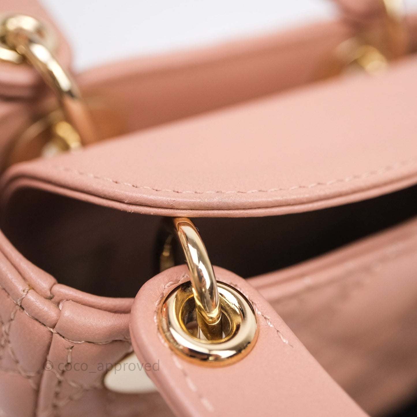 Christian Dior Micro Lady Dior Pink Beige Cannage Calfskin Gold Hardware