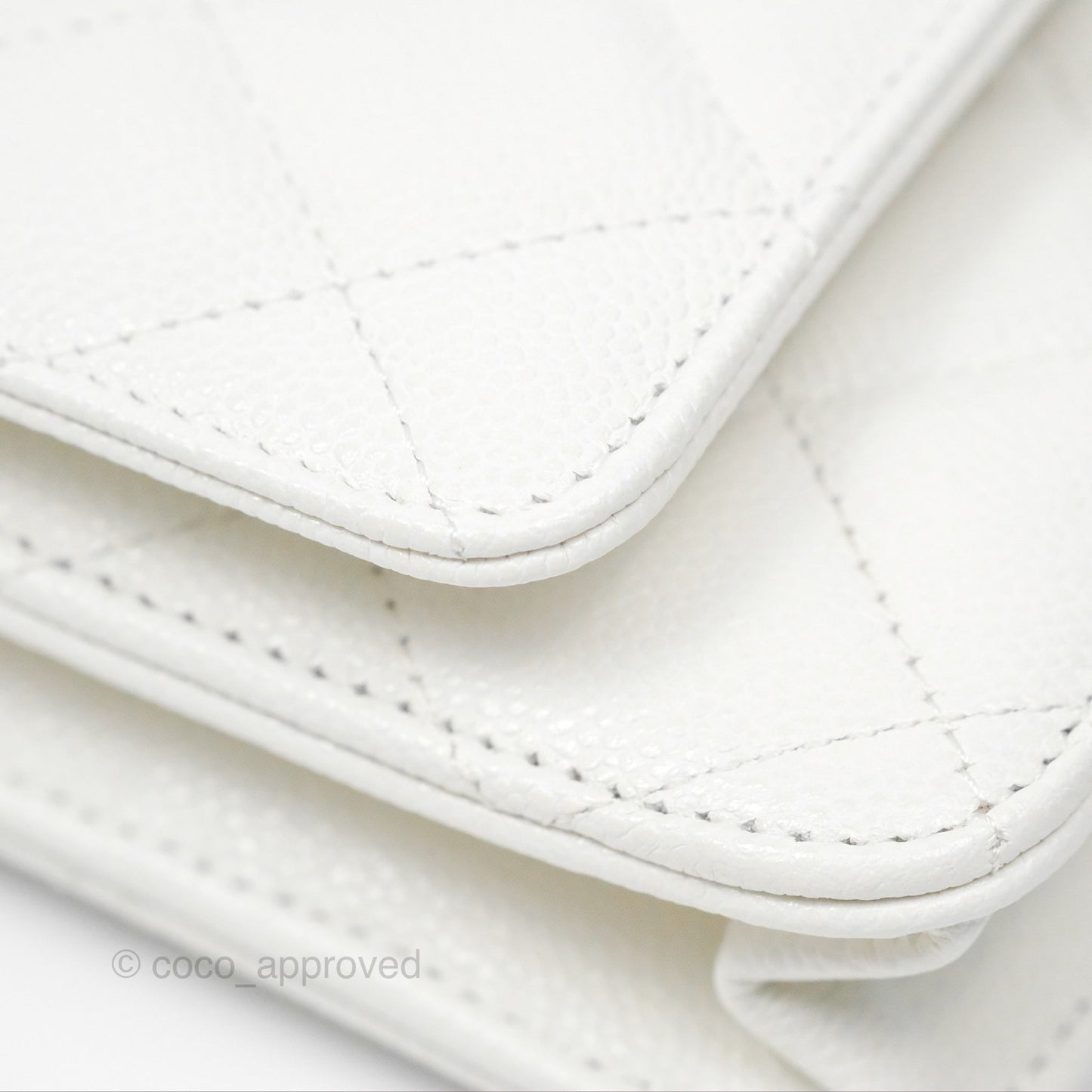 Chanel Classic Quilted Wallet On Chain WOC White Caviar Gold Hardware