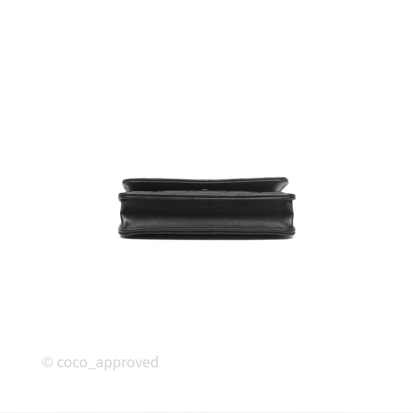 Chanel Camellia Handle Mini WOC Phone Holder with Chain Black Lambskin 23K