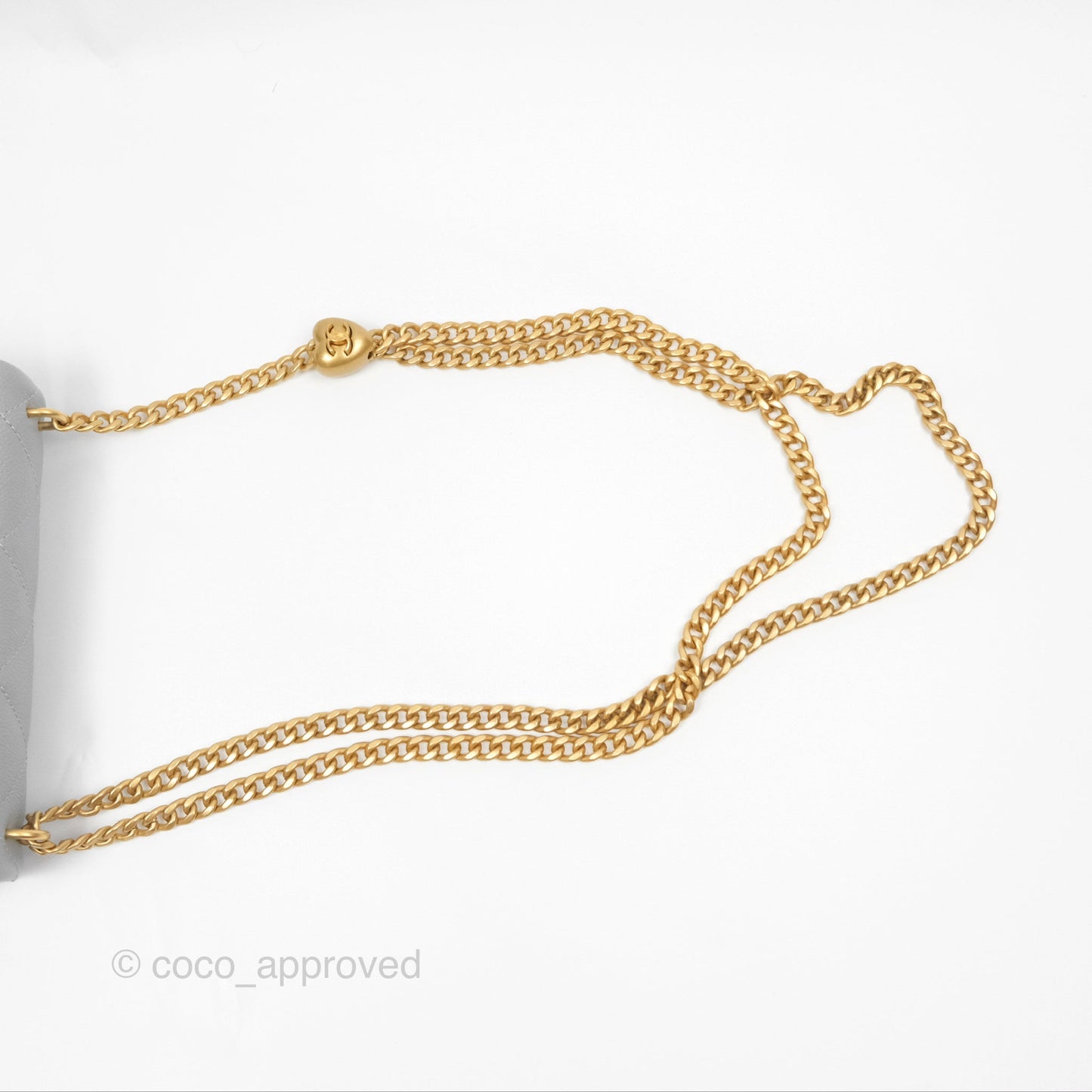 Chanel Mini Flap Bag Heart Adjustable Chain Grey Caviar Aged Gold Hardware 24P