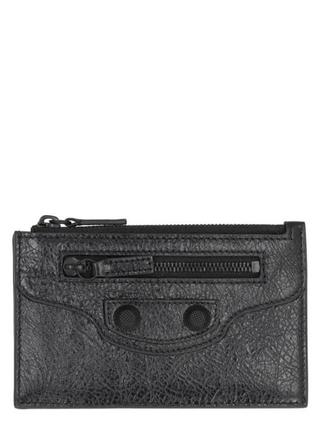 Luxury Balenciaga Le Cagole Leather Card Wallet Black