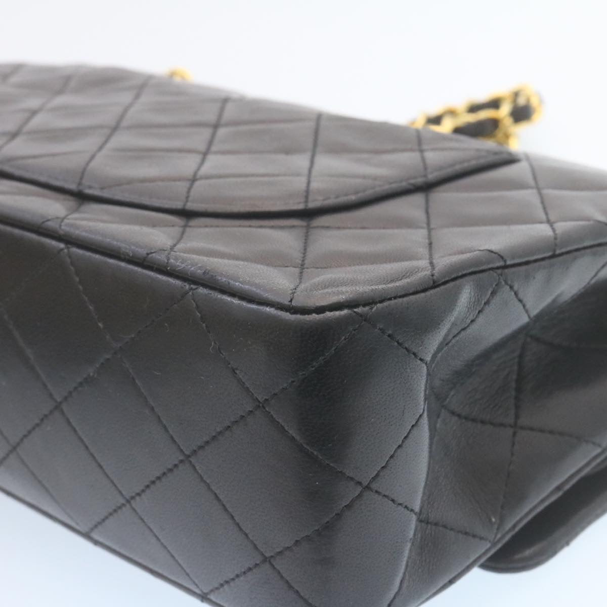 CHANEL Classic Matelasse 25 Chain Flap Shoulder Bag Lamb Skin Black  29001A