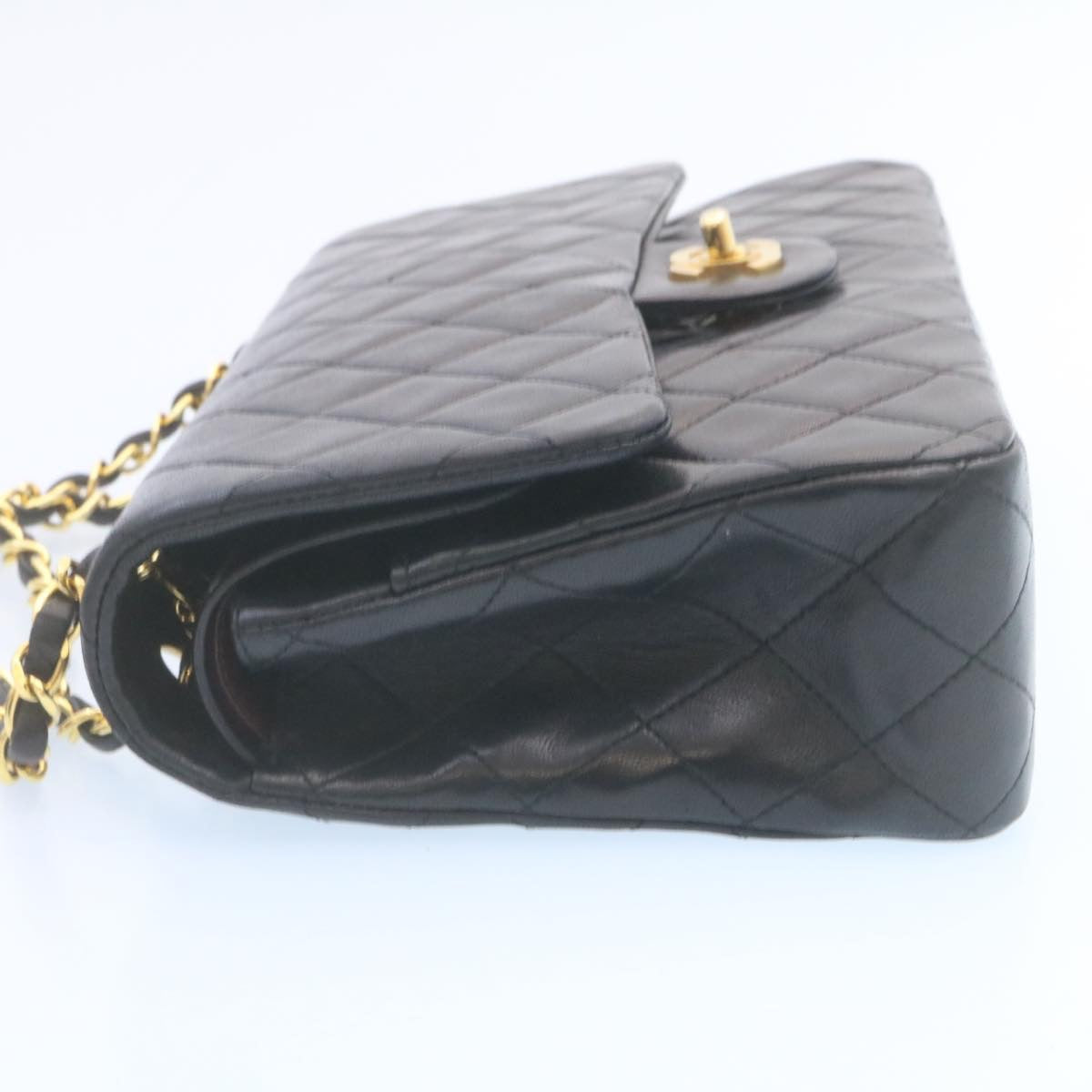 CHANEL Classic Matelasse 25 Chain Flap Shoulder Bag Lamb Skin Black  29001A