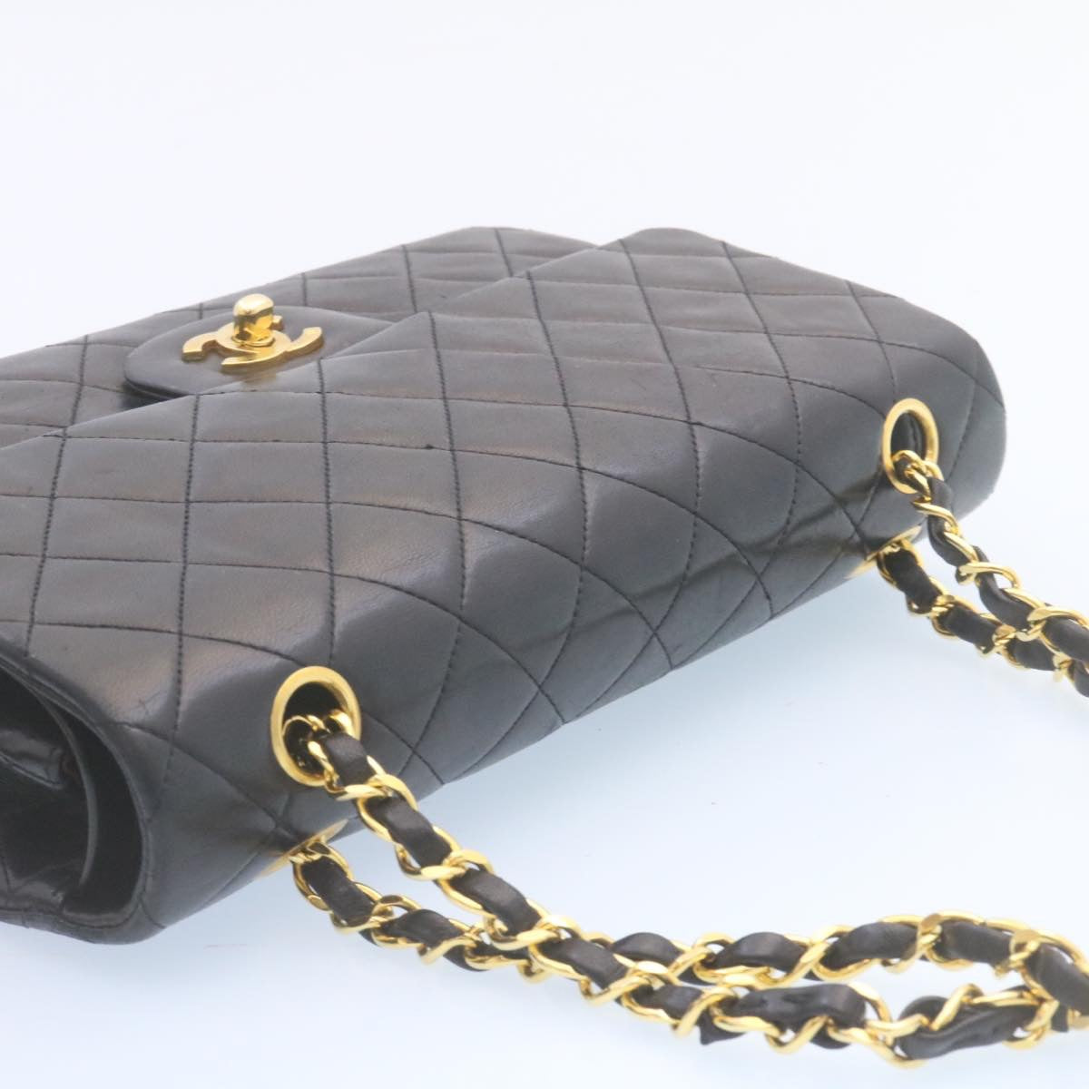 CHANEL Classic Matelasse 25 Chain Flap Shoulder Bag Lamb Skin Black  29001A