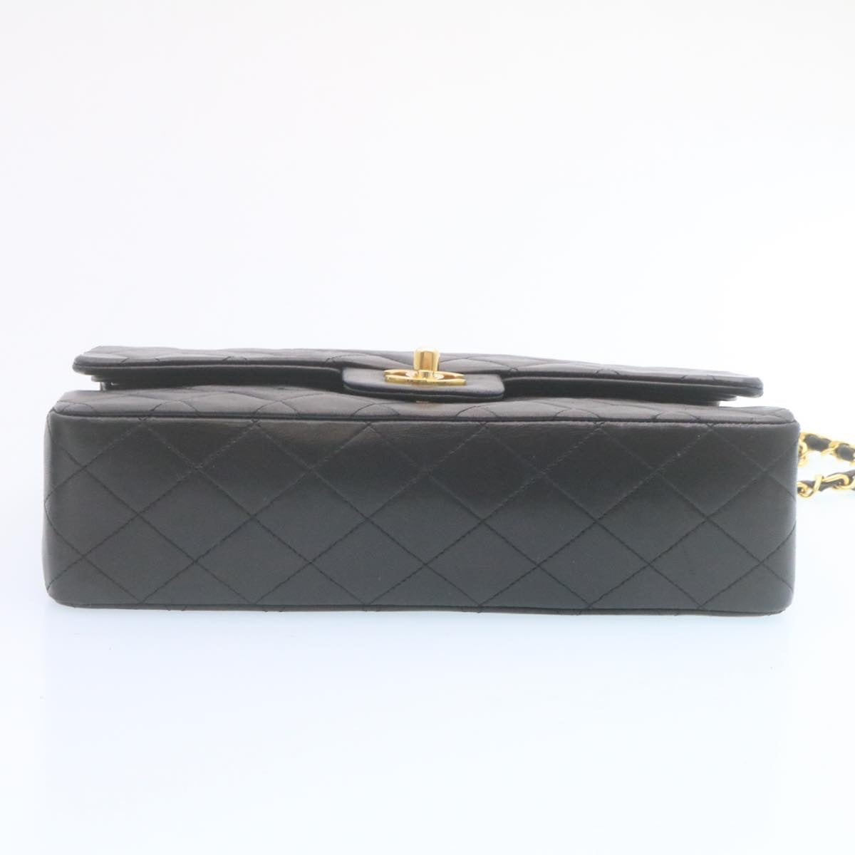 CHANEL Classic Matelasse 25 Chain Flap Shoulder Bag Lamb Skin Black  29001A