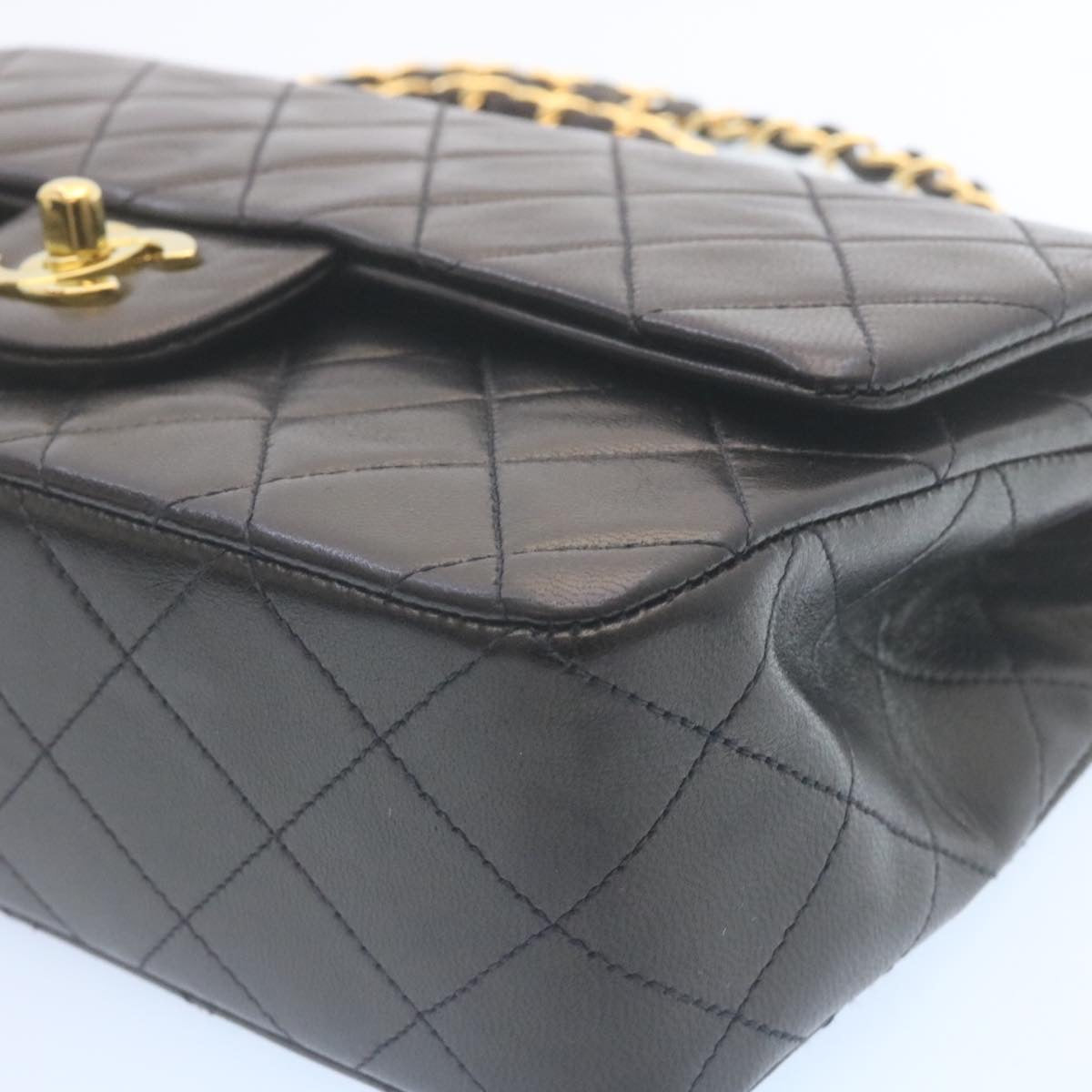 CHANEL Classic Matelasse 23 Chain Flap Shoulder Bag Lamb Skin Black  29002A