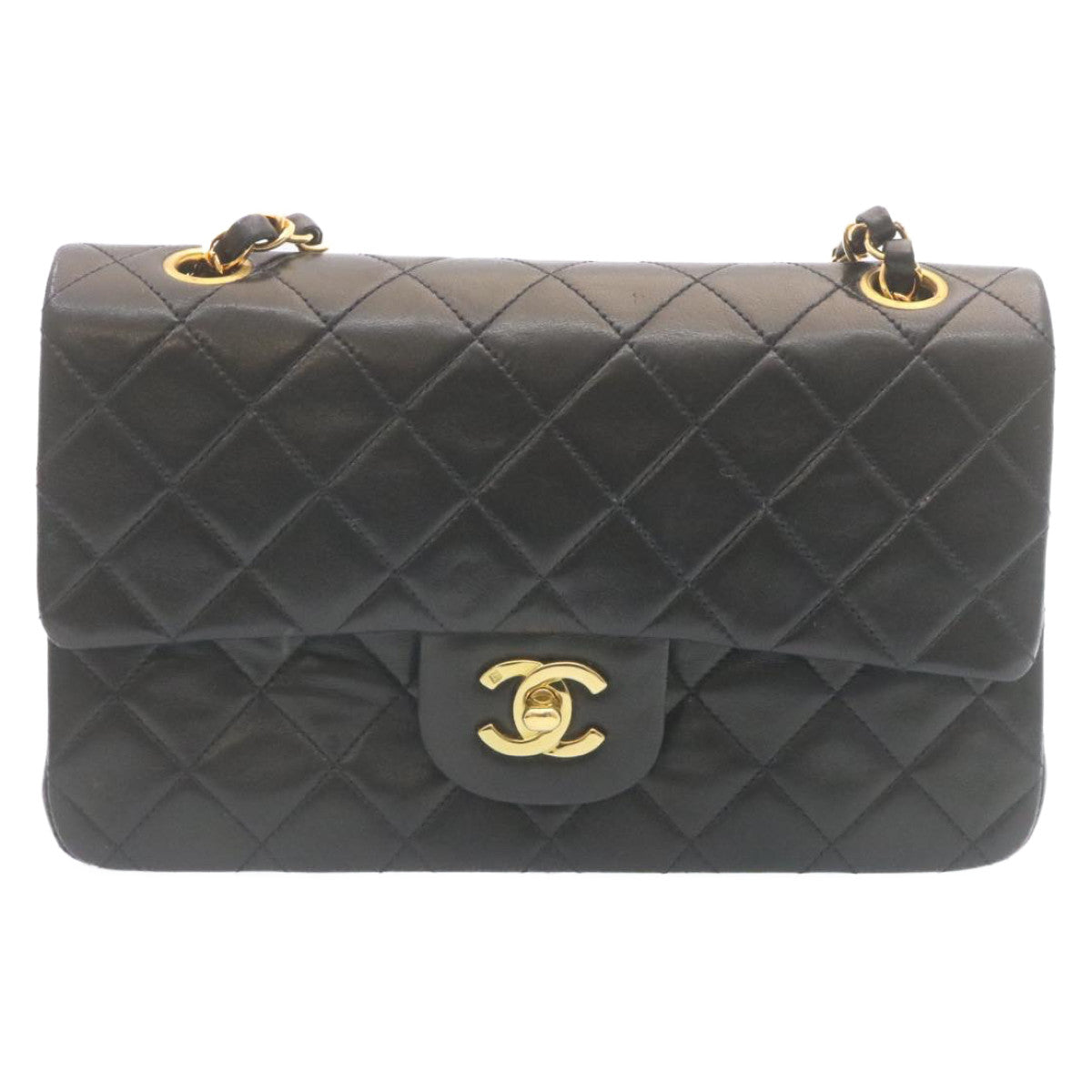 CHANEL Classic Matelasse 23 Chain Flap Shoulder Bag Lamb Skin Black  29002A