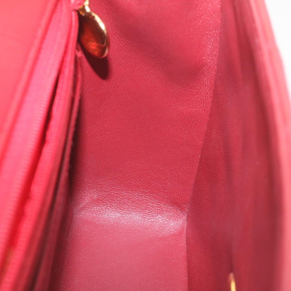 CHANEL Matelasse Chain Flap Shoulder Bag Lamb Skin Turn Lock Red CC  29038