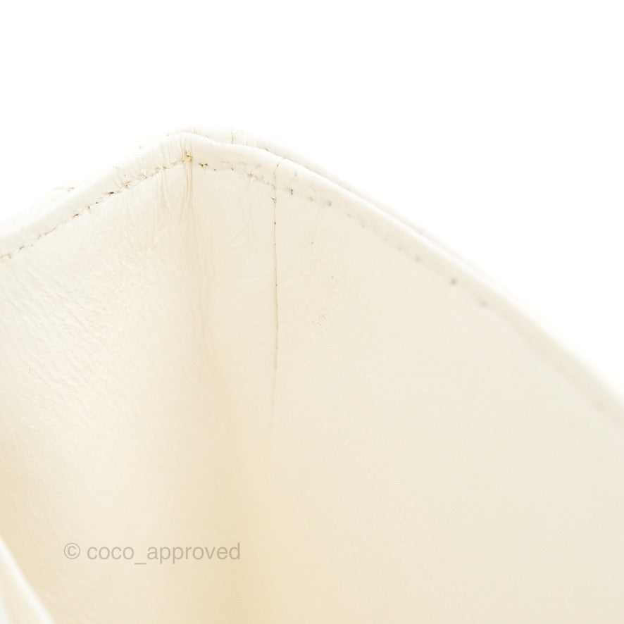 Chanel Small Classic Quilted Flap White Caviar Gold Hardware