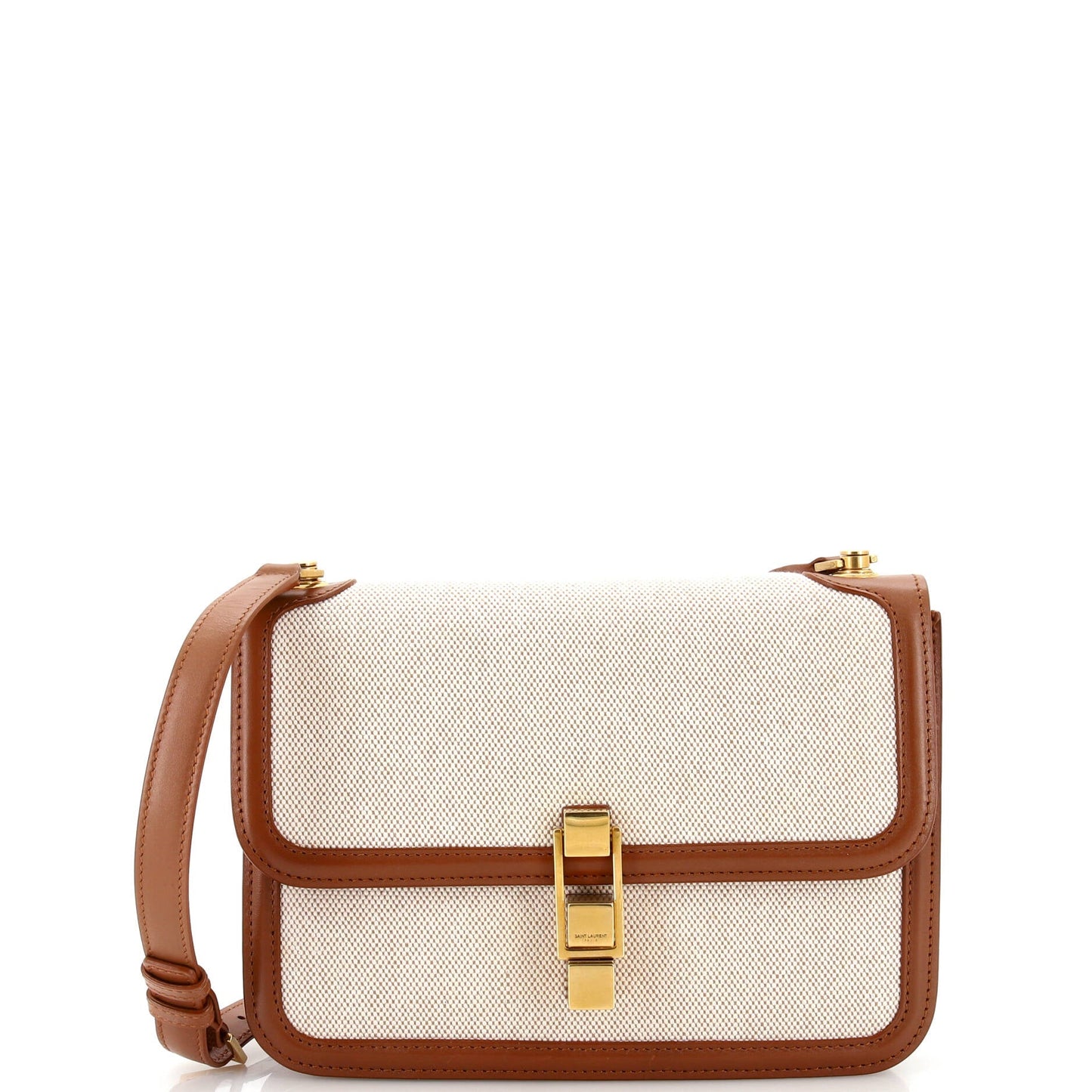 Luxury Saint Laurent Carre Satchel Canvas with Leather Medium
