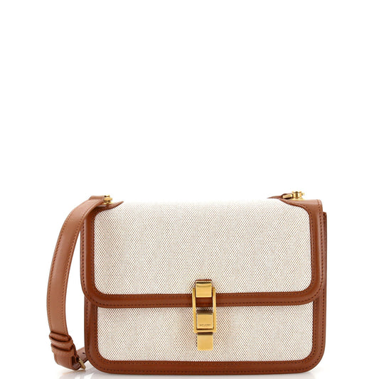 Luxury Saint Laurent Carre Satchel Canvas with Leather Medium