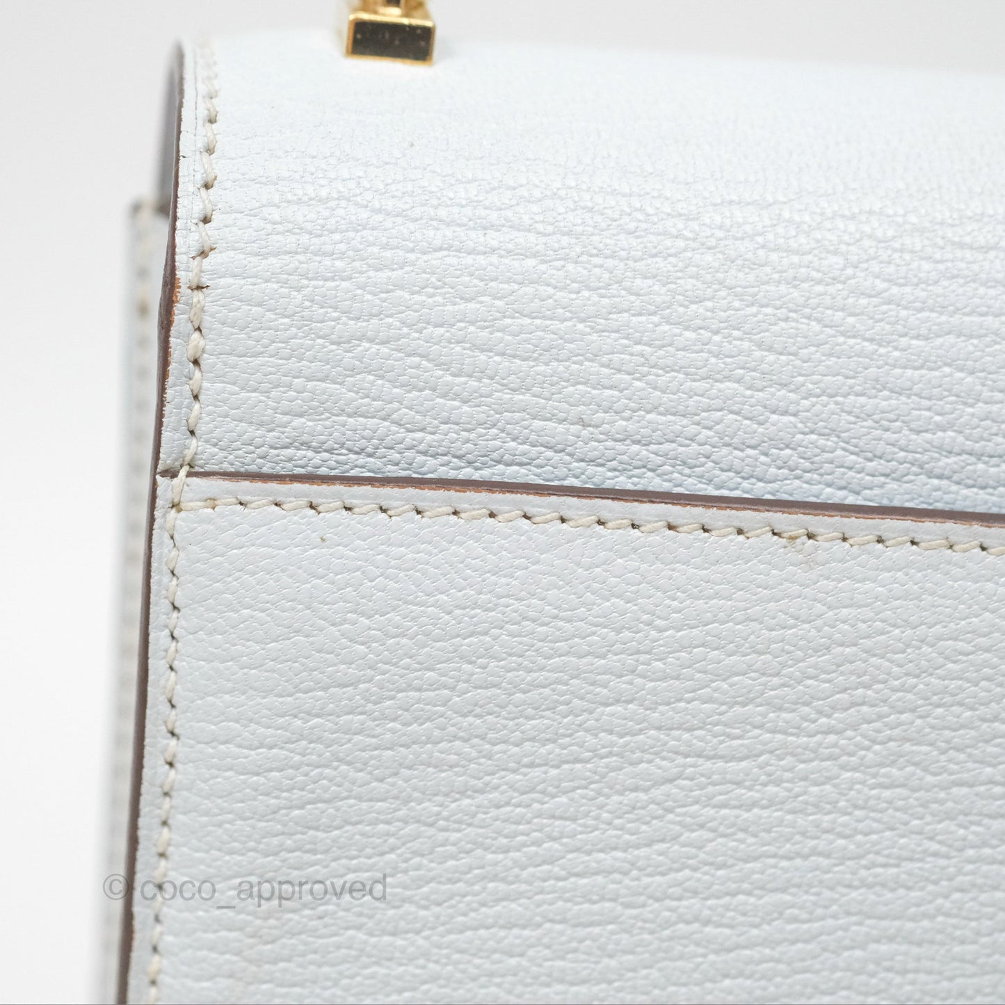 Hermes Mini Verrou Bleu Brume Chèvre Mysore Gold Hardware