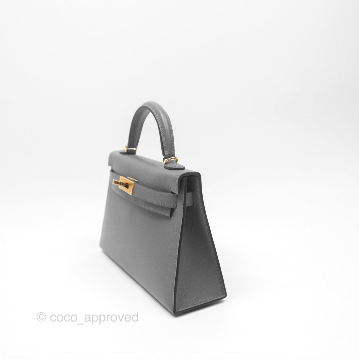 Hermès Mini Kelly II Gris Meyer 0L Madame Leather Gold Hardware