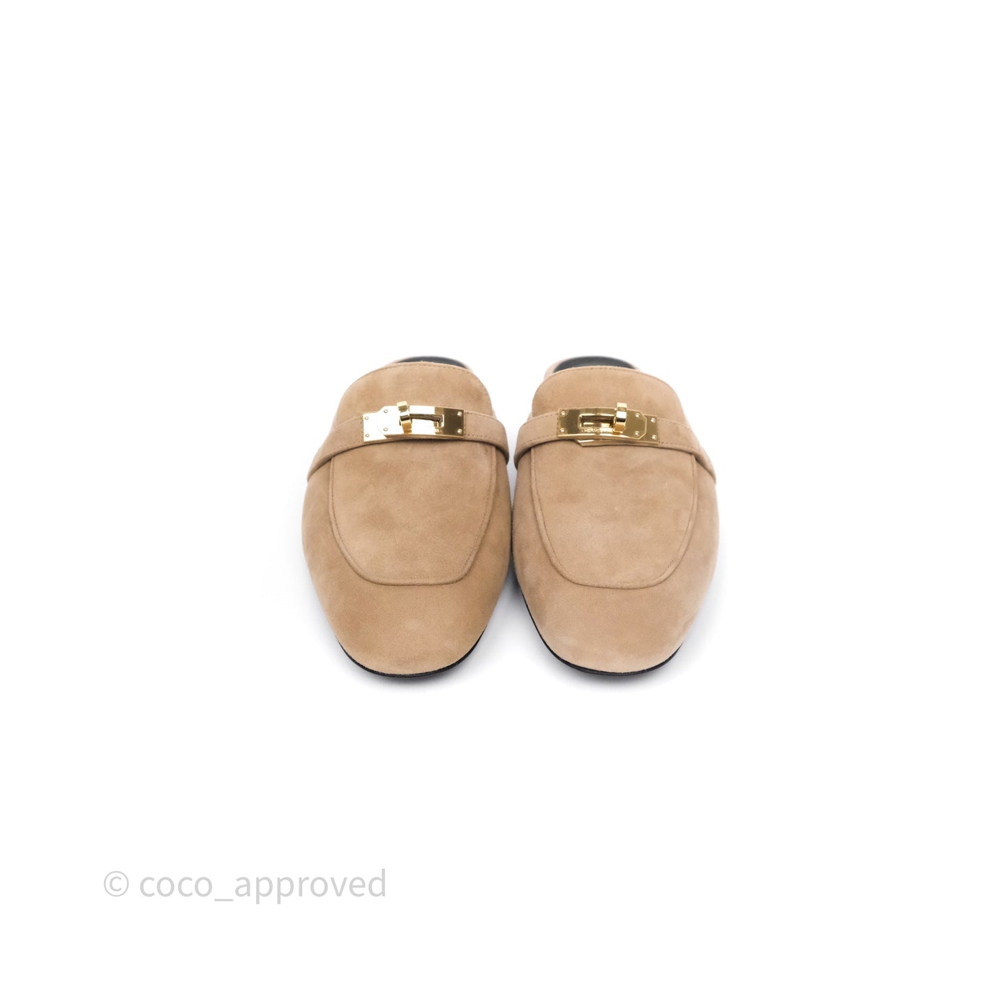 Hermès Oz Velvet Mules in Beige Sable Gold Hardware Size 37.5